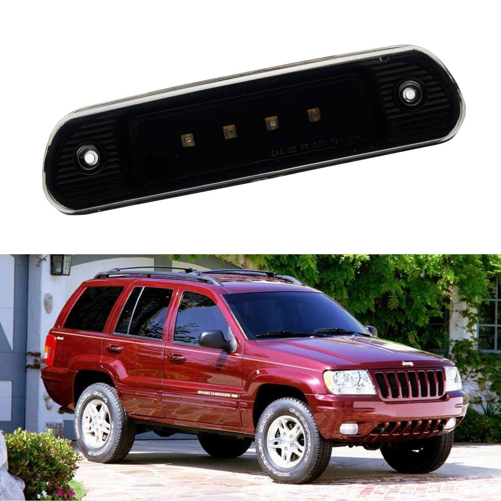Cxdar Third 3Rd Brake Light Led For 1999-2004 Jeep Grand Cherokee, High Mount Rear Brake Lights Assembly For 99-04 Grand Cheroke