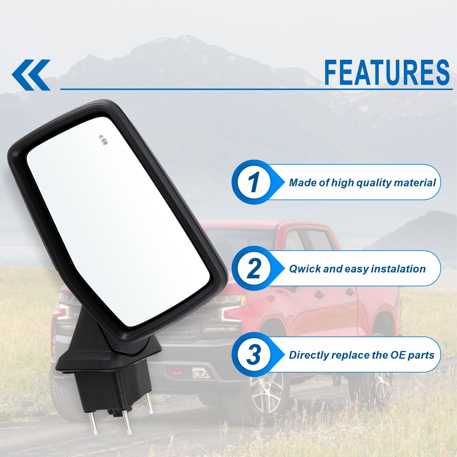 Lqito Left Driver Side Mirror Compatible With 2019-2025 Chevy Silverado 1500 With Power Glass Power Folding Heated Turn Signal P