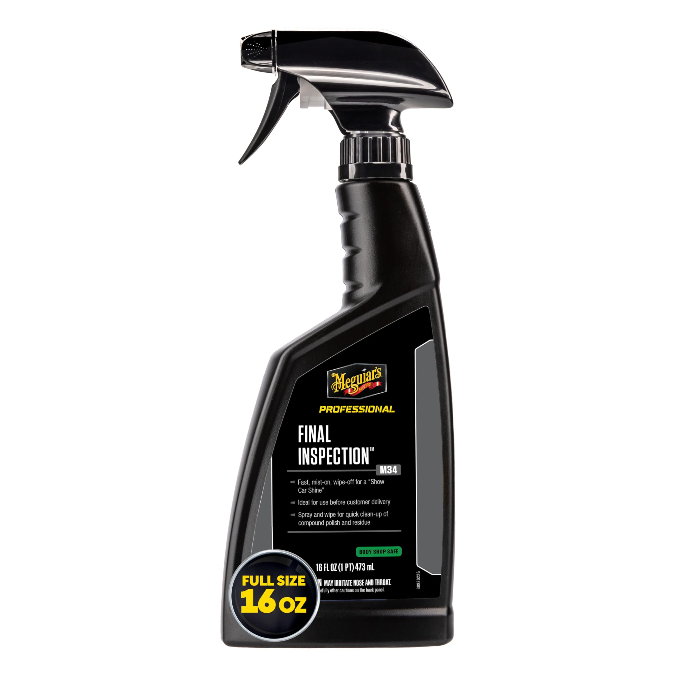 Meguiar'S Professional Final Inspection M3416 - Body Shop Detailer Spray For Removing Light Dust, Contaminants, Smudges, And Finger Prints, Car Detailer Spray Effective As A Clay Bar Lubricant, 16 Oz