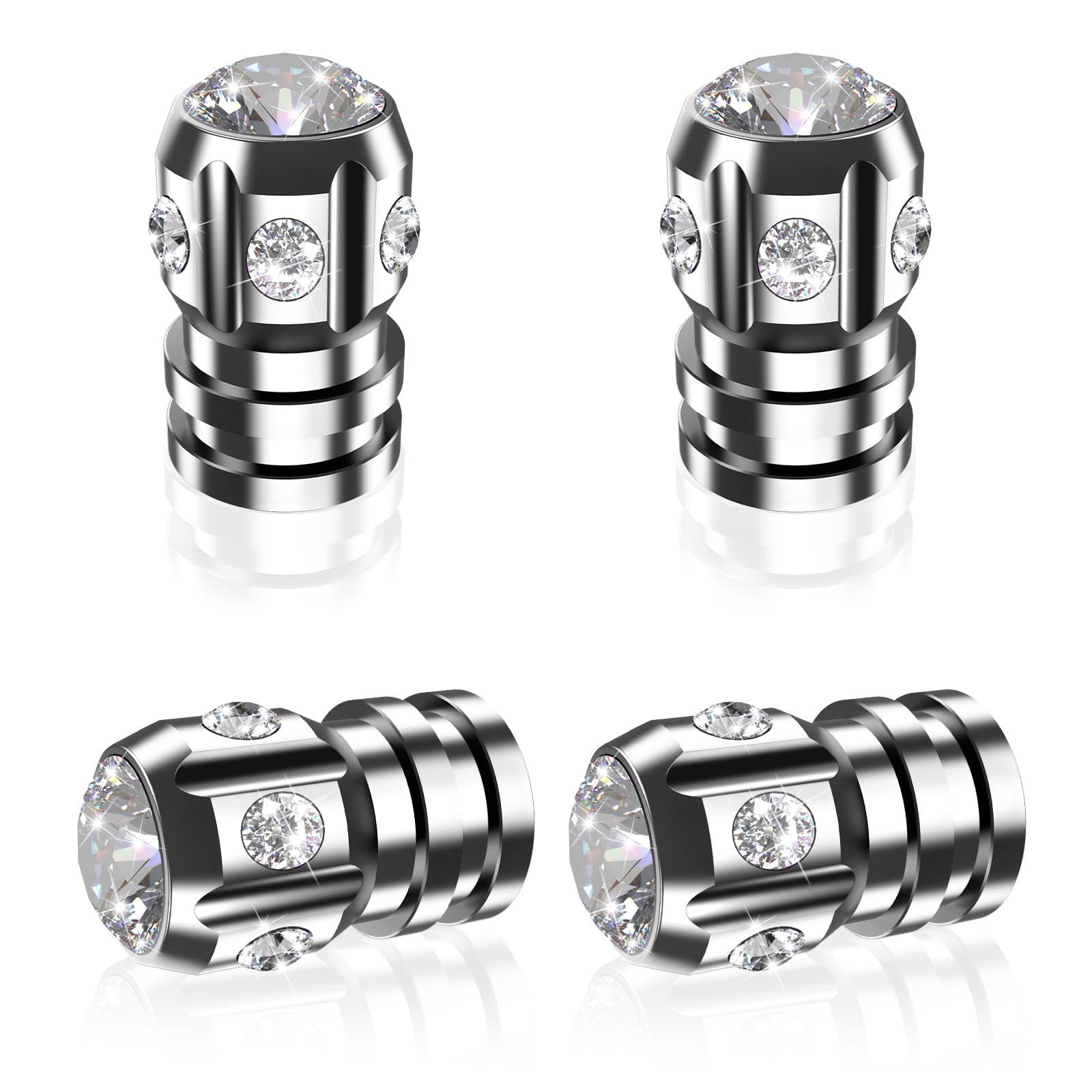 Quarkace Tire Valve Caps, Bling Valve Stem Caps With Sparkly Rhinestones, Tire Caps 4 Pack For Cars Suvs Trucks Motorcycles Bike