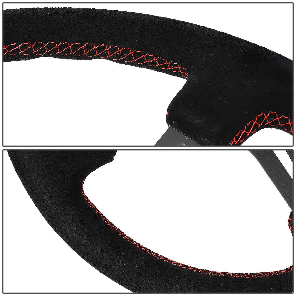 Nrg Reinreplacement Forced Rst-018S-Rs 350Mm 3'' Deep Dish Red Stitch Black Suede Grip Steering Wheel