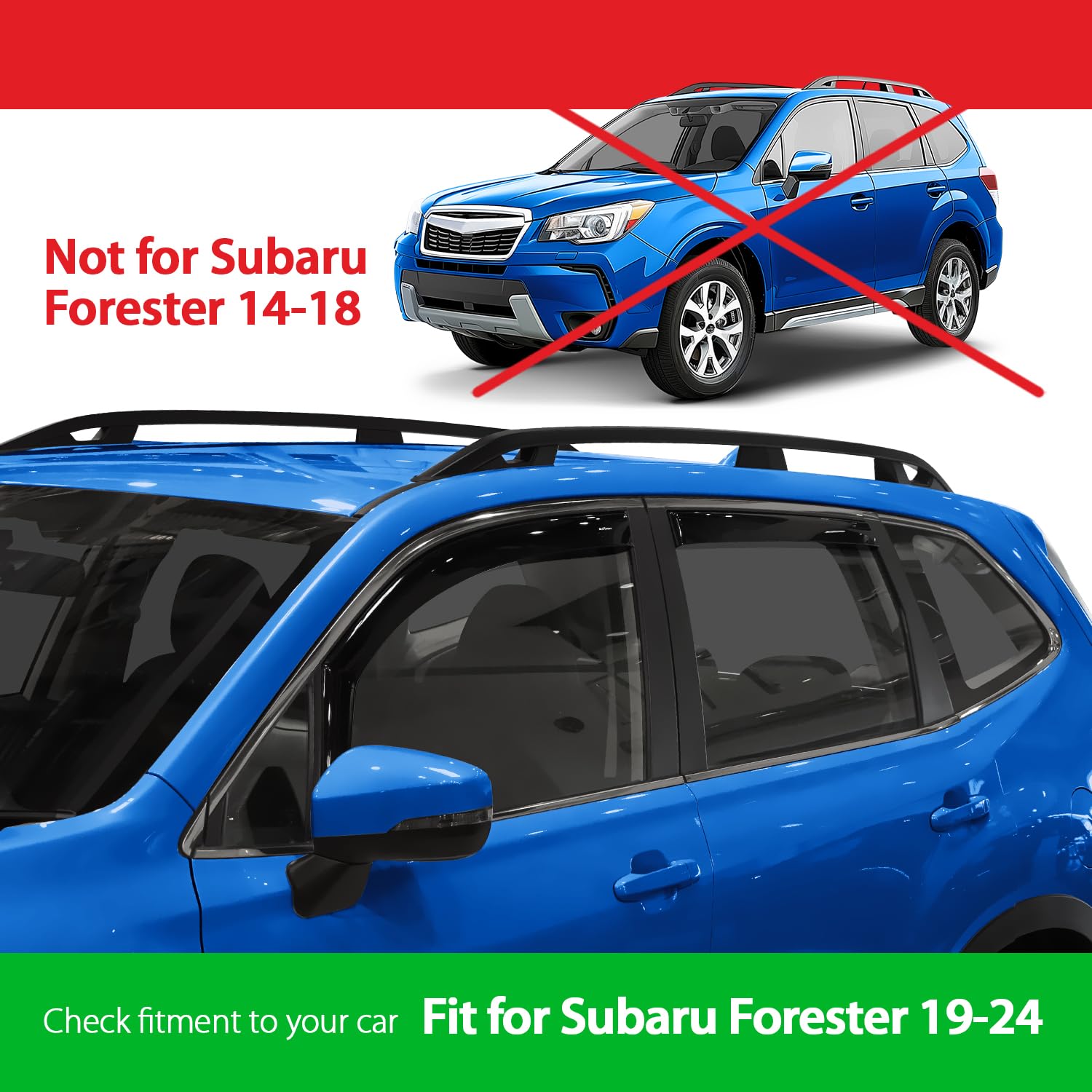 Goodyear Shatterproof In-Channel Window Deflectors For Subaru Forester 2019-2024, Rain Guards, Window Visors For Cars, Vent Defl