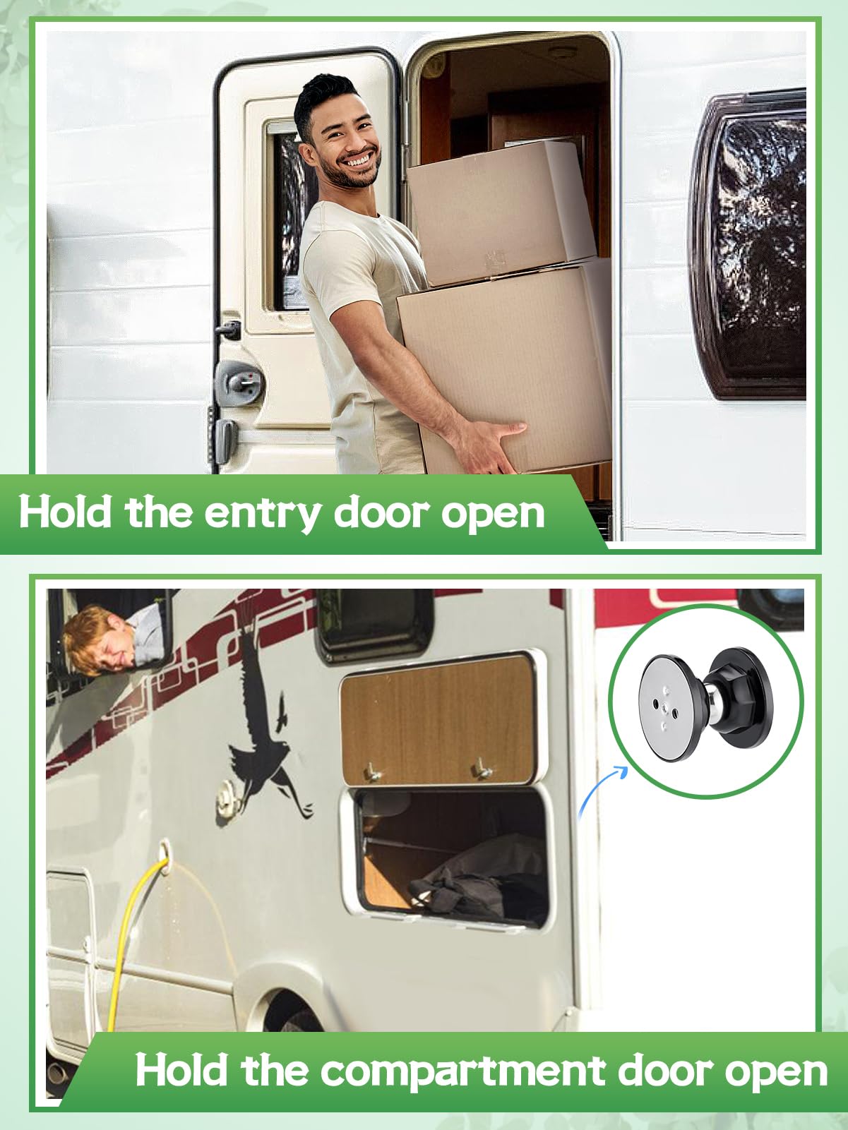 RV Magnetic Door Catch with Adhesives - Easy to Install Camper Trailer Door Holder, Sturdy Stopper for RV Accessories, 1 Pack