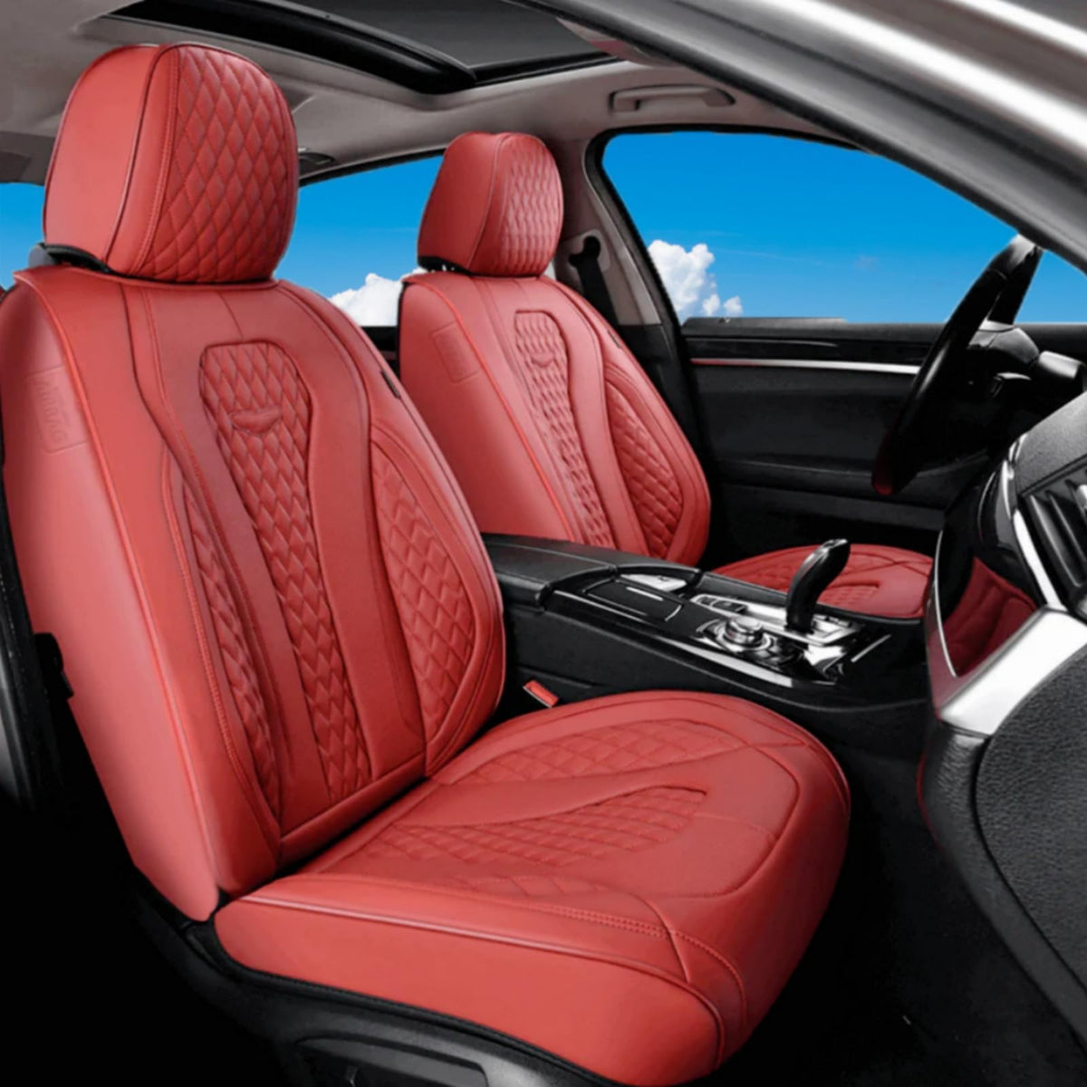 Coverado Leather Seat Covers Full Set, 5 Seats Universal Waterproof Luxury Leatherette Cushions For Cars, Front And Rear Seat Pr