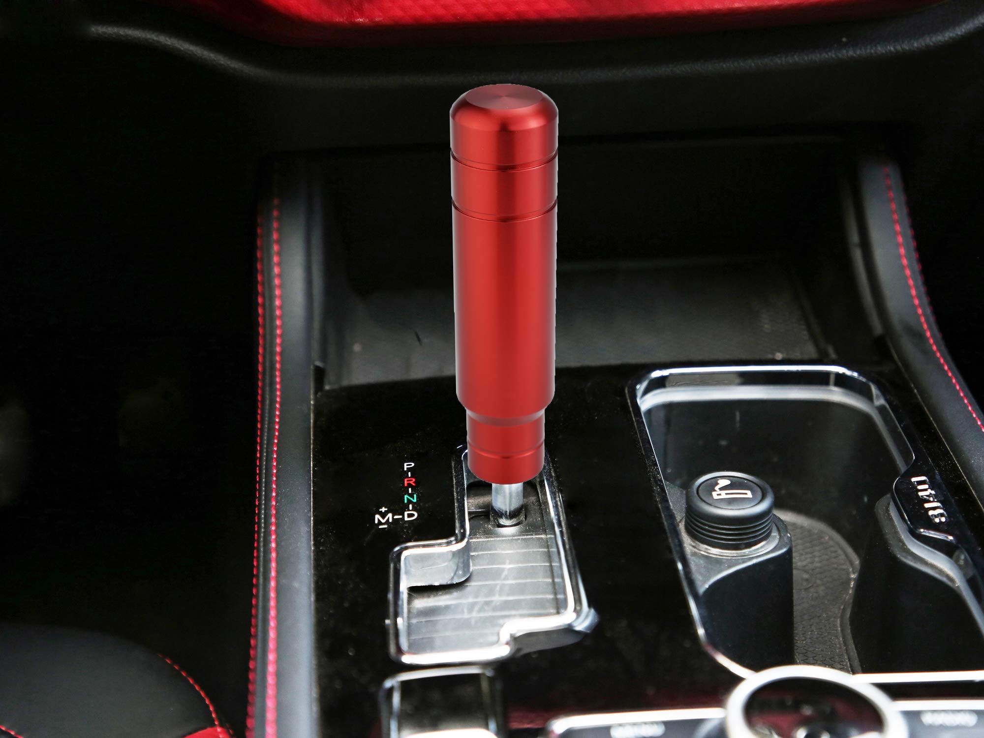 Abfer Weighted Shift Knob Aluminum Car Gear Stick Shifter Handle Shifting Lever Head Fit Most Automatic Manual Vehicle (Red)