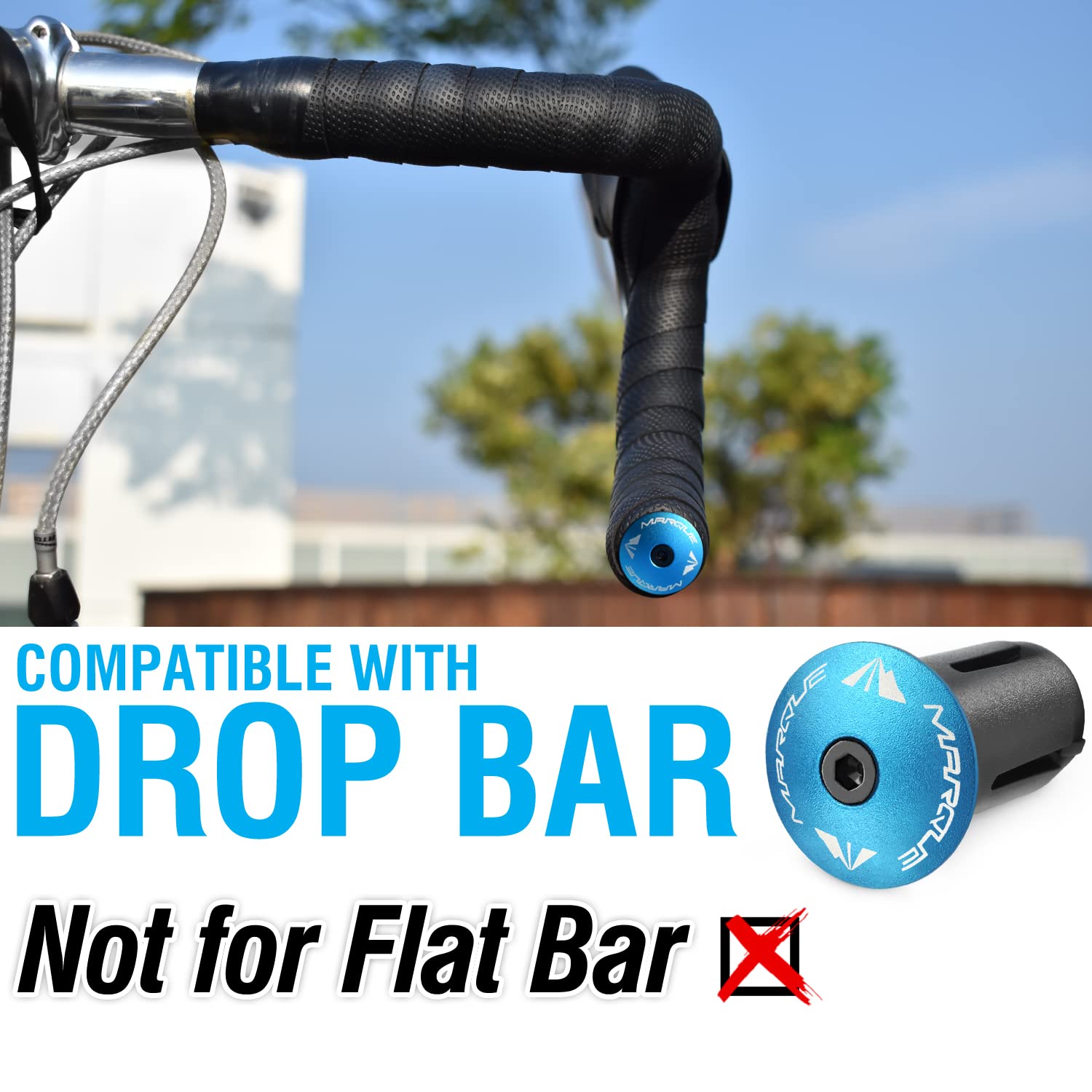 Marque Alloy Enz Handle Bar End Plugs - 2Pcs Per Set (Blue)