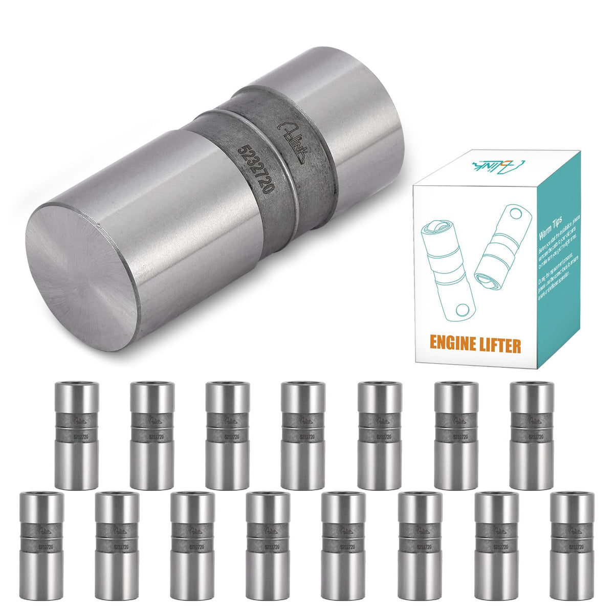 AULINK (OEM Parts) 16 PCS 25343052 Hydraulic Flat Tappet Lifters Compatible with 1955-1995 Chevrolet/Chevy Small Block SBC BBC 2