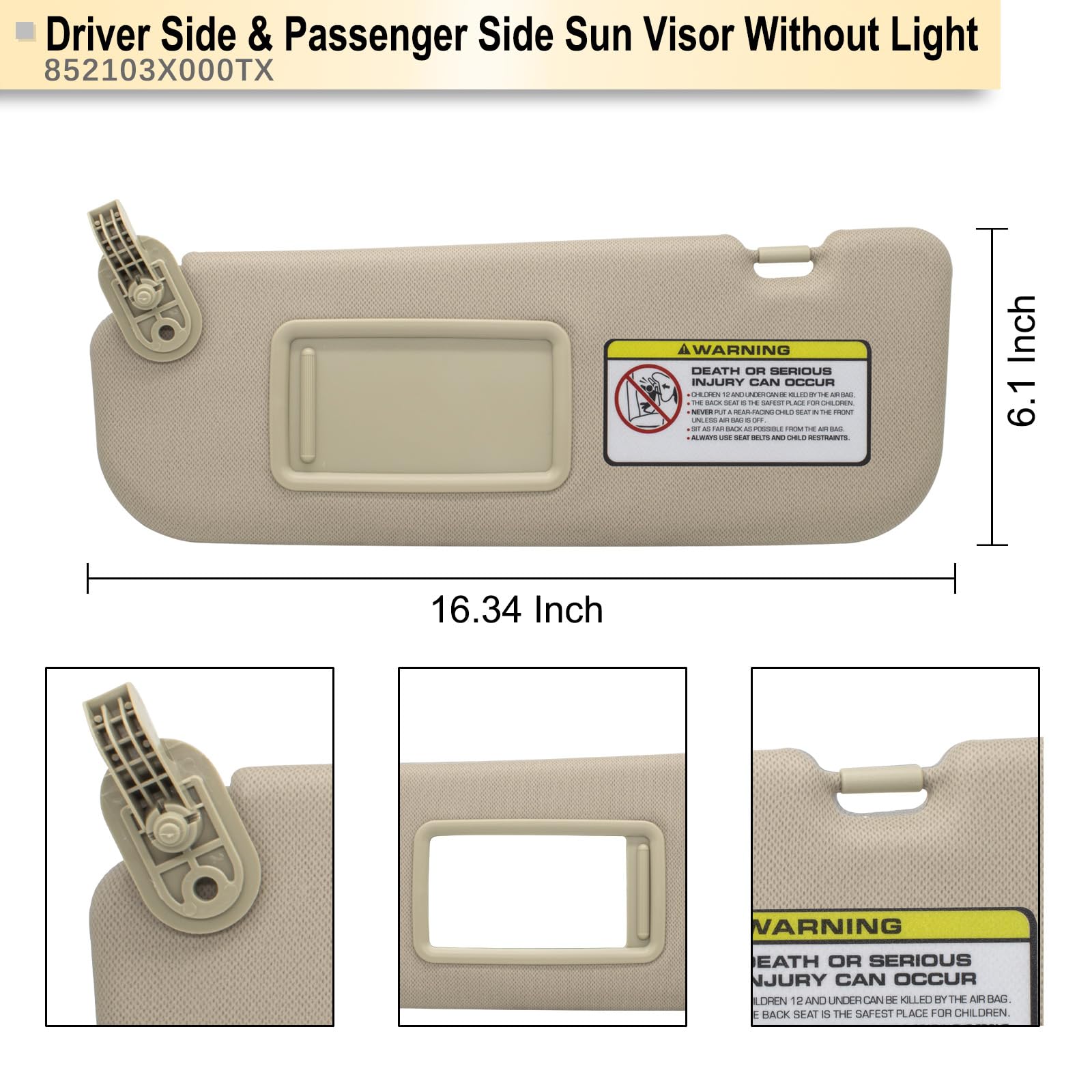 Nhiles Left Driver & Right Passenger Side Sun Visor Replacement Compatible With Hyundai Elantra 2011 2012 2013 2014 2015 Replace