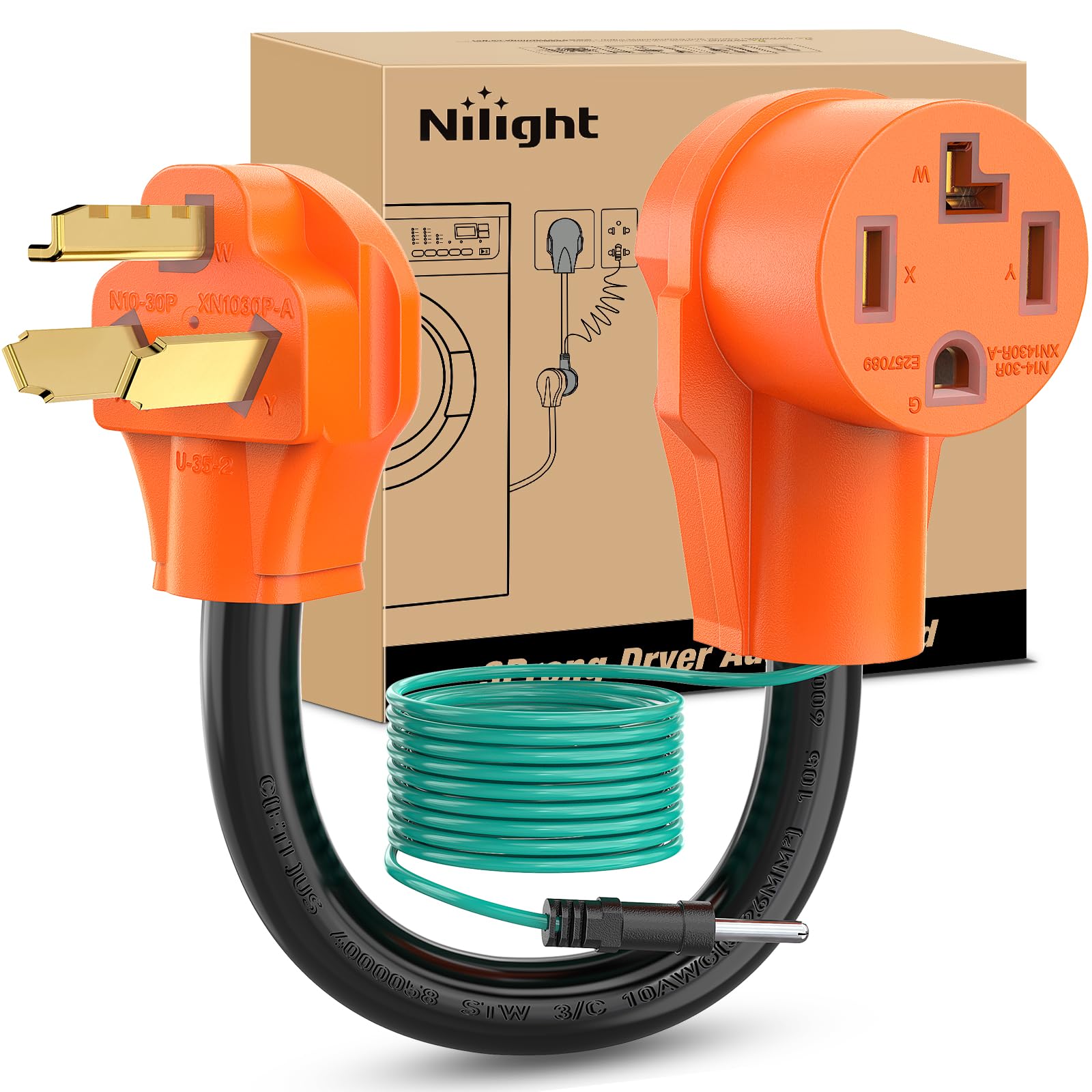 Nilight Dryer Adapter Cord 30 Amp To 30 Amp 3 Prong 125V 3750 Watt Pure Copper Old Dryer Outlet To New Dryer Plug Conversion Hea