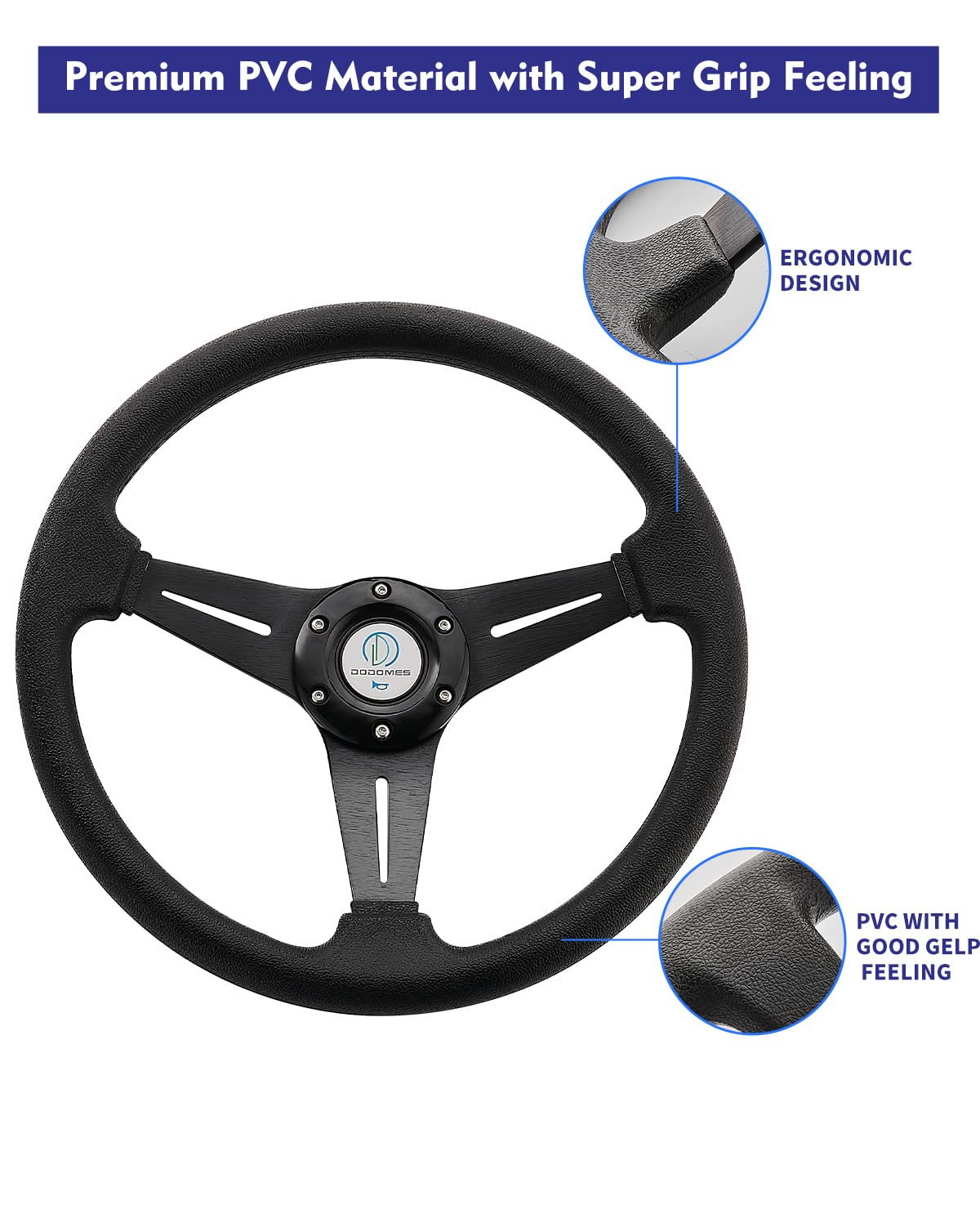 Racing/Golf Cart Steering Wheel Universal Fit Car and Club Car DS &Precedent EZGO Yamaha Golf cart 13.8   /350mm 6 Bolts Grip Vi