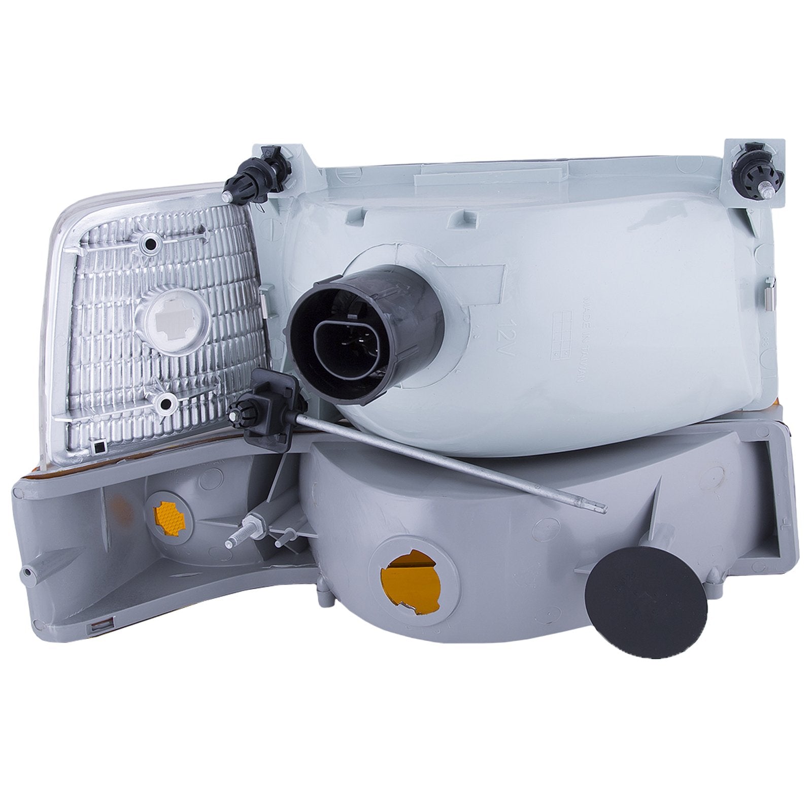 Headlightsdepot Chrome Housing Halogen Headlights Compatible With Ford Bronco F-150 F-250 F-350 Includes Left Driver And Right P