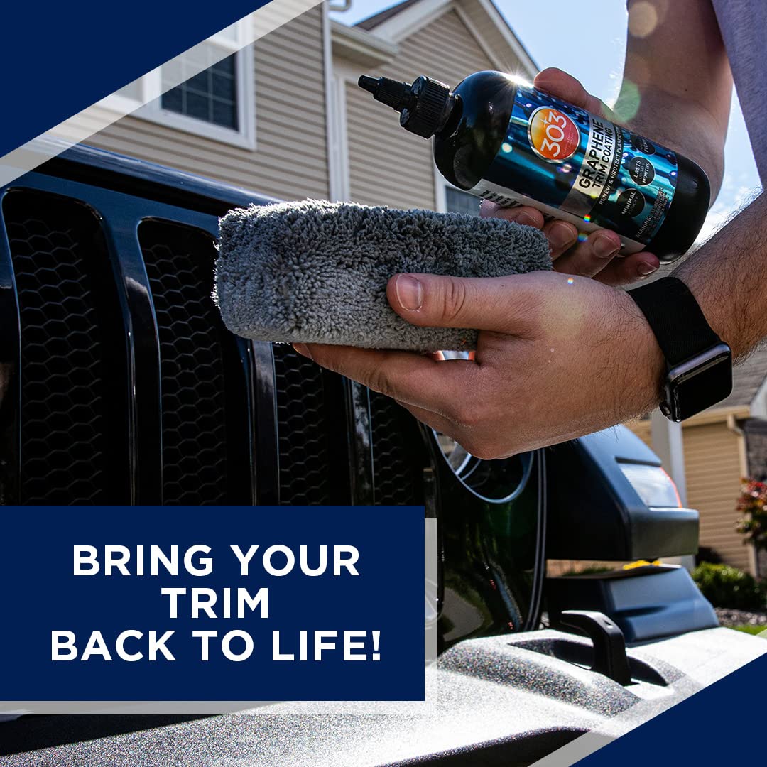 303 Products Graphene Trim Coating - Hydrophobic Graphene Coating - Uv Protectant Coating - 6 Months Of Protection - Darkens And Renews Plastic Trim - Non-Greasy - 8 Oz (30249)