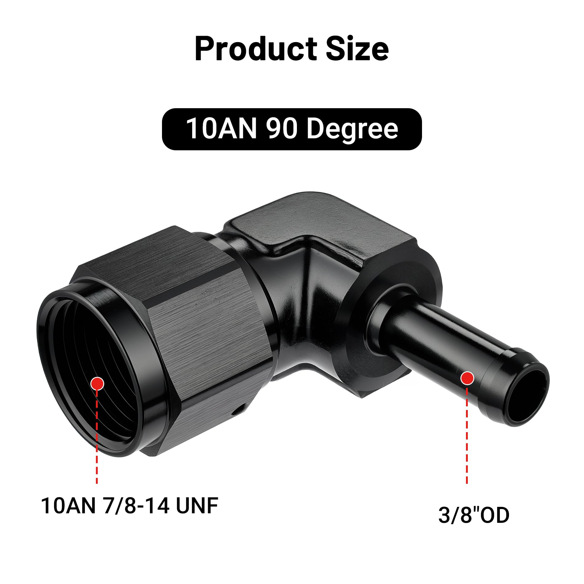 EVIL ENERGY 10AN Female to 3/8 '' Barb Hose Fitting 90 Degree Swivel