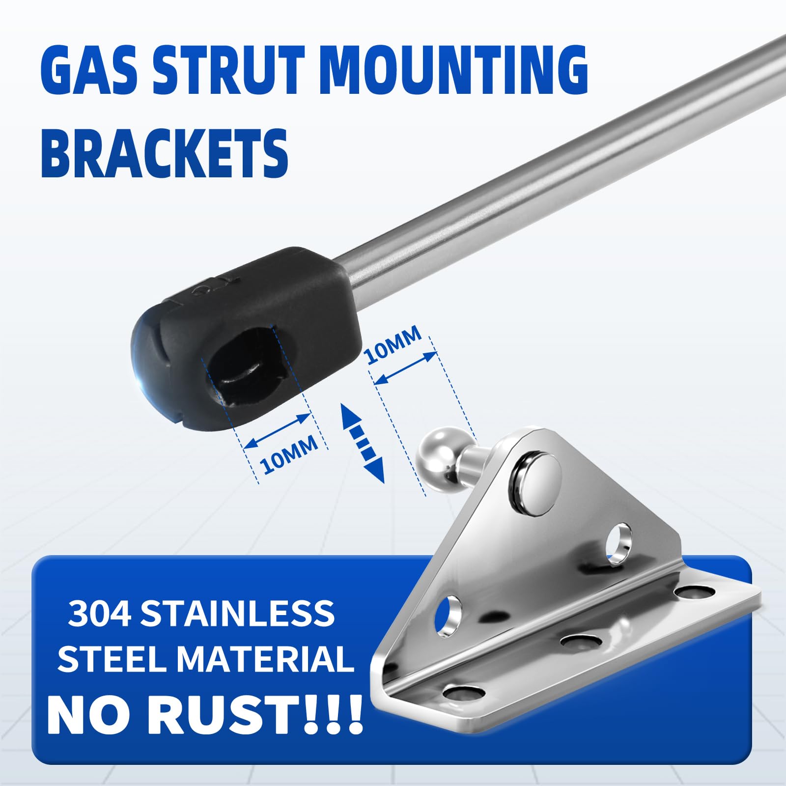 ARANA 10MM Stainless Steel Ball Stud Mounting Bracket - 4 Pcs Universal Lift Support Struts Mounts, Silver