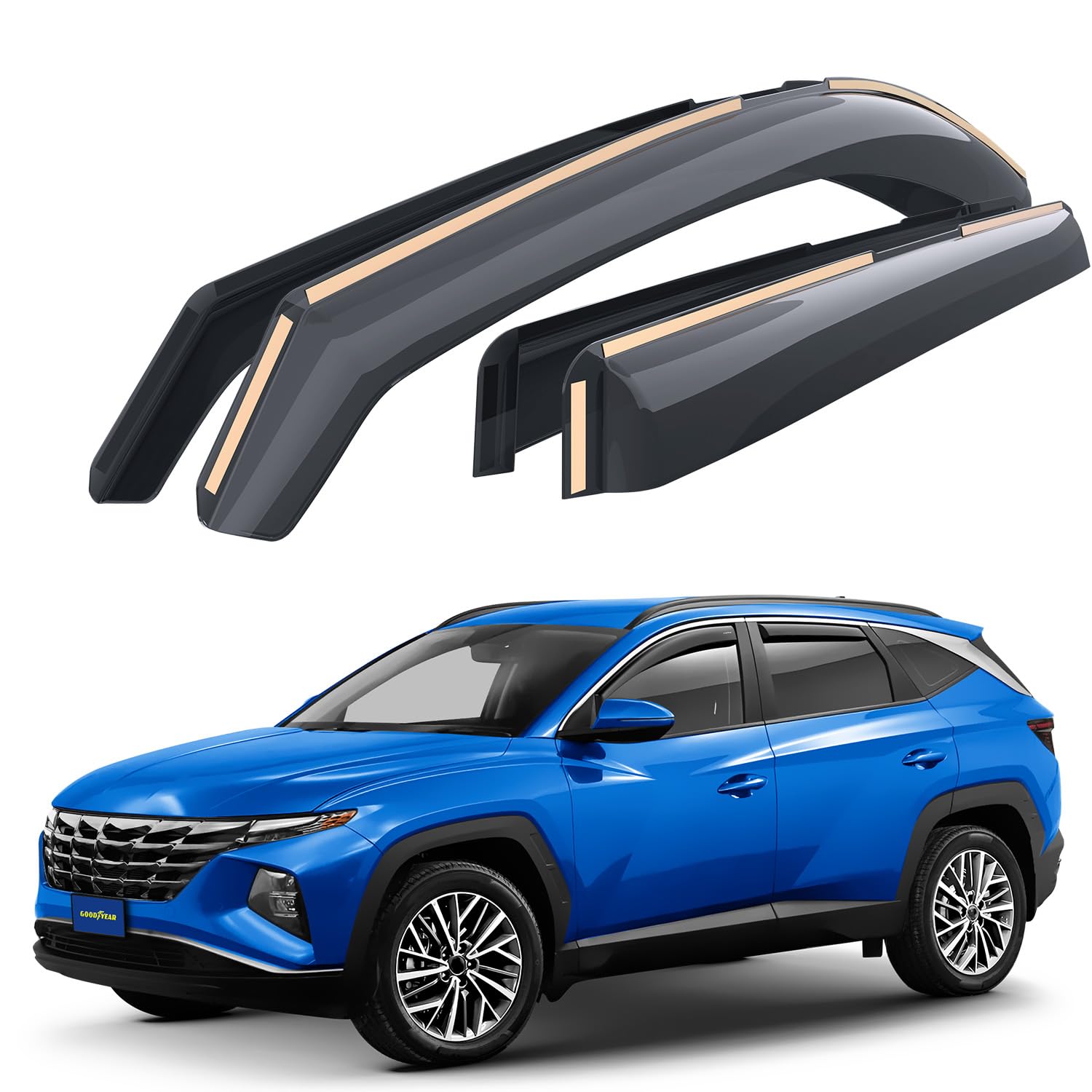 Goodyear Shatterproof In-Channel Window Deflectors For Hyundai Tucson 2022-2025, Rain Guards, Window Visors For Cars, Vent Defle