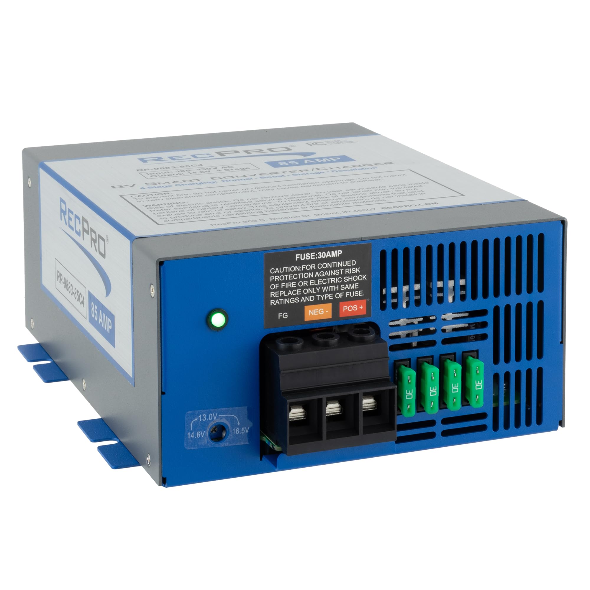Recpro Rv Converter 85 Amp | Rv Power Converter & Battery Charger | 4 Stage Smart Charging | 120Vac To 12Vdc | 13V To 16.5V Oper