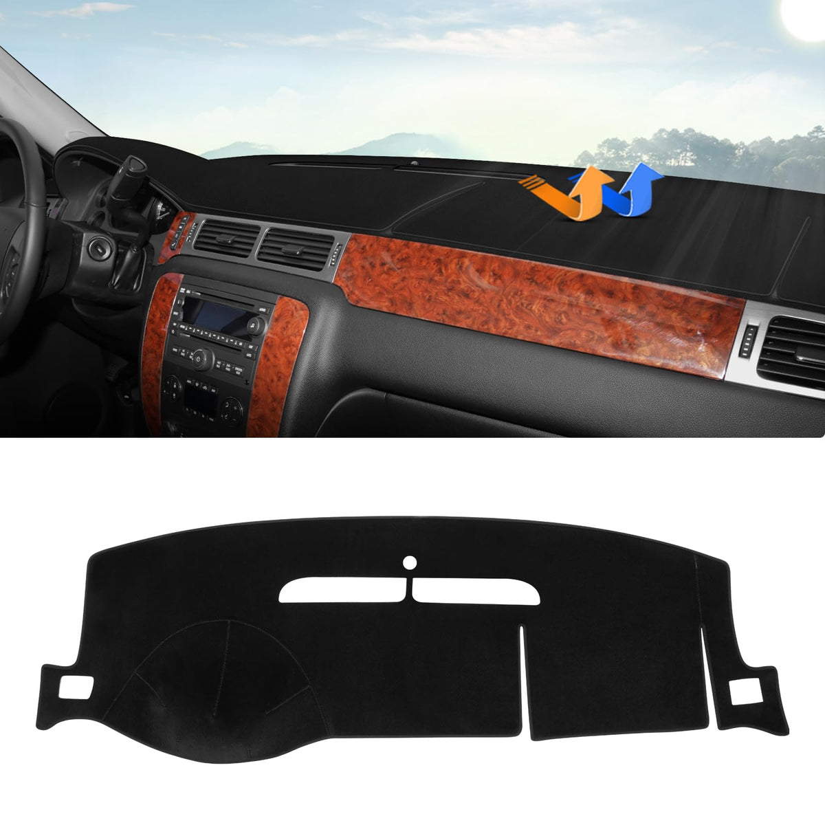 Autorder Dashboard Cover Mat For 2007-2014 Chevrolet Tahoe Suburban/Gmc Yukon Xl&2007-2013 Chevy Avalanche Silverado 1500 2500 3