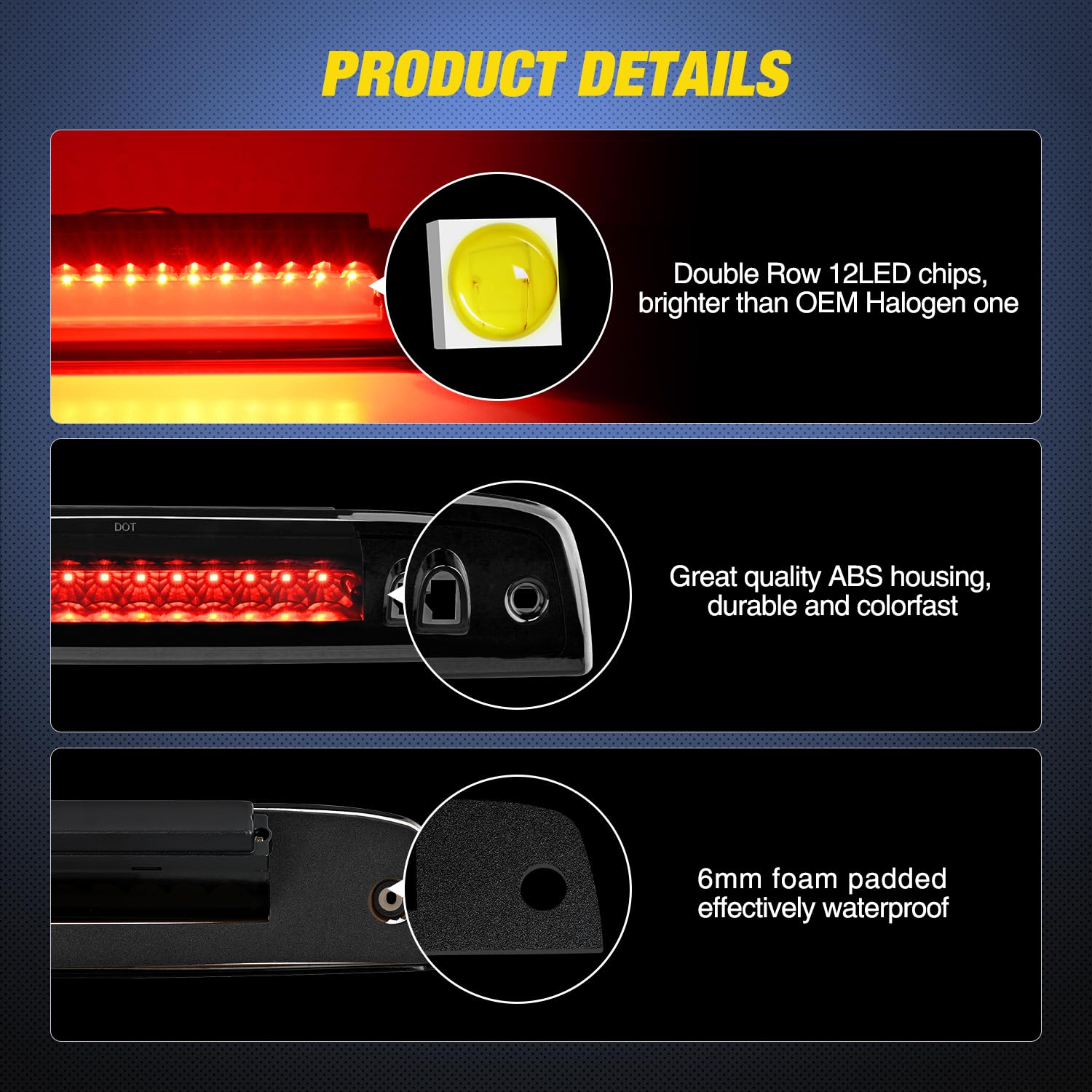 Nilight Third Brake Light Tail High Mount 3Rd Stop Lights Smoked Lens Compatible With Ford Expedition Lincoln Navigator 2003 200