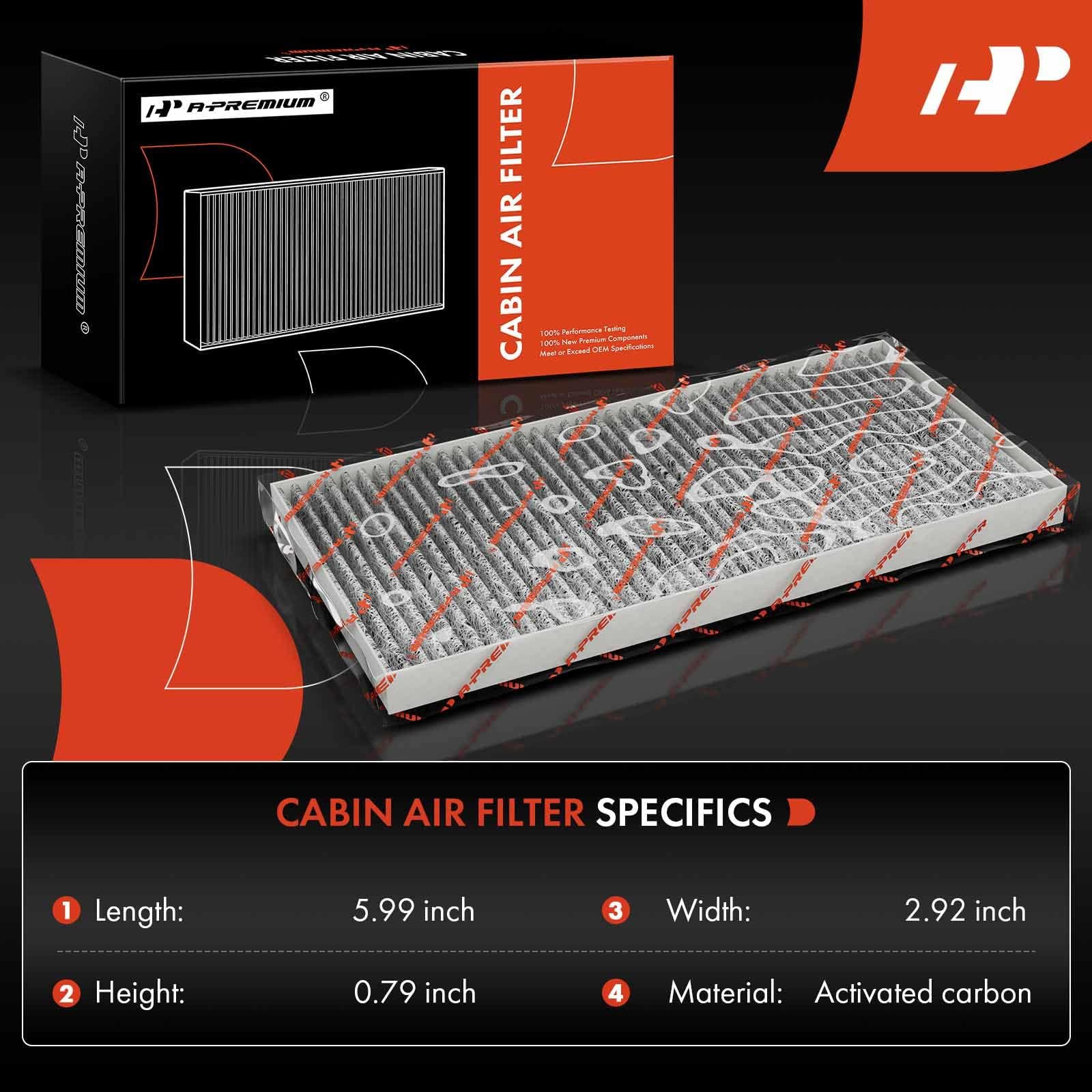 A-Premium 2-PC Cabin Air Filter with Activated Carbon Compatible with Jeep Models - Wrangler 2011 2012 2013 2014 2015 2016 2017,