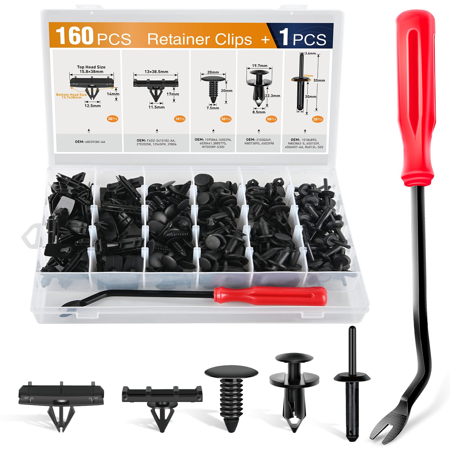 Gooacc 161Pcs Fender Flare Clips With Fastener Remover Blind Rivet Rocker Auto Body Bumper Shield Retainer Clip Assortment Compa