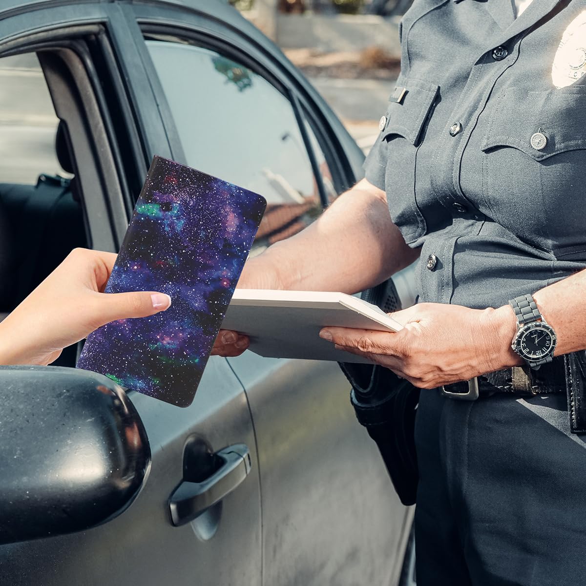 Tildosac Leather Car Registration And Insurance Card Holder, Car Document Holder For Cards License With Magnetic Shut(Purple)