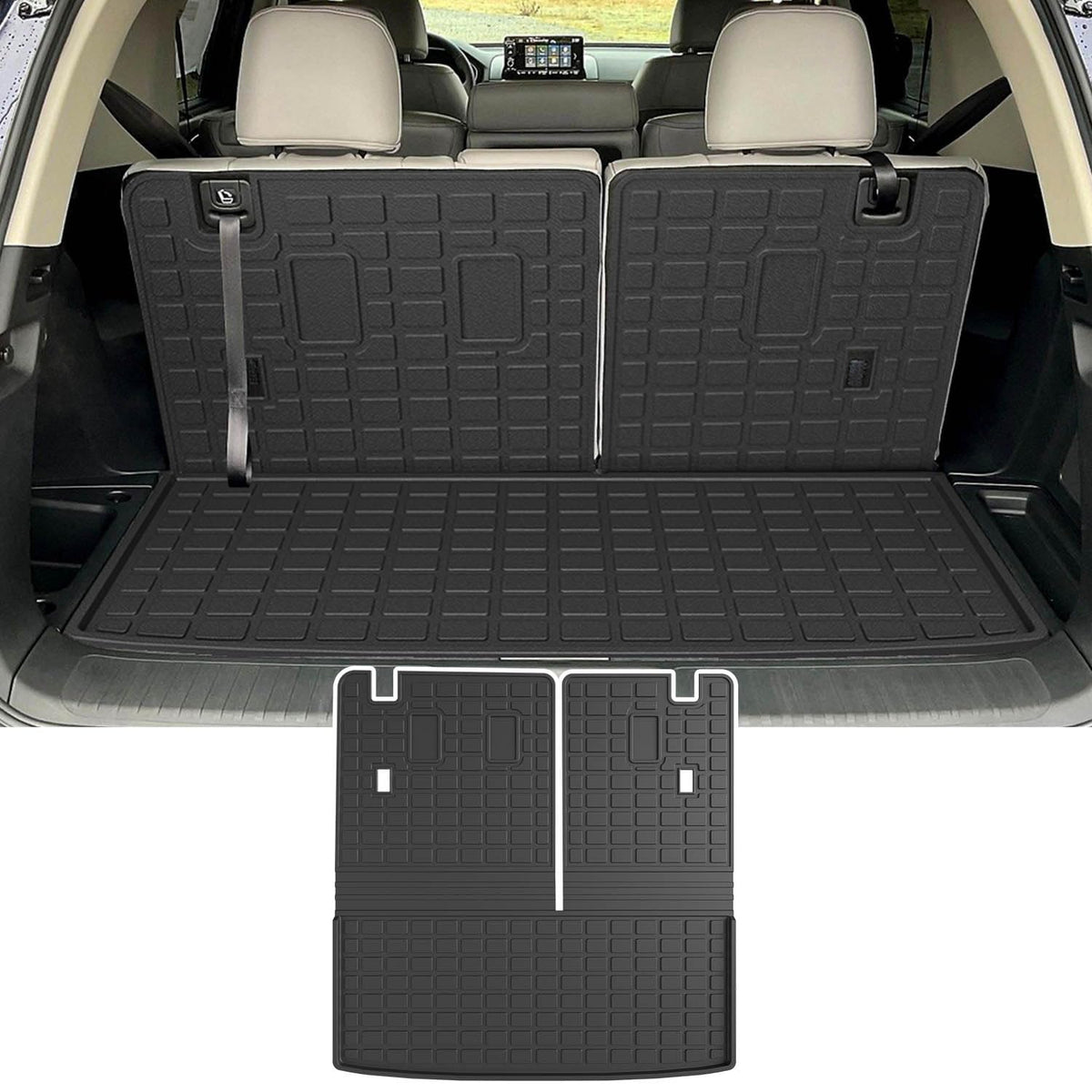 powoq Cargo Mat Compatible with 2023 2024 2025 Honda Pilot Trunk Mat TPE Trunk Liner Backrest Rear Cargo Liner Replacement for 2