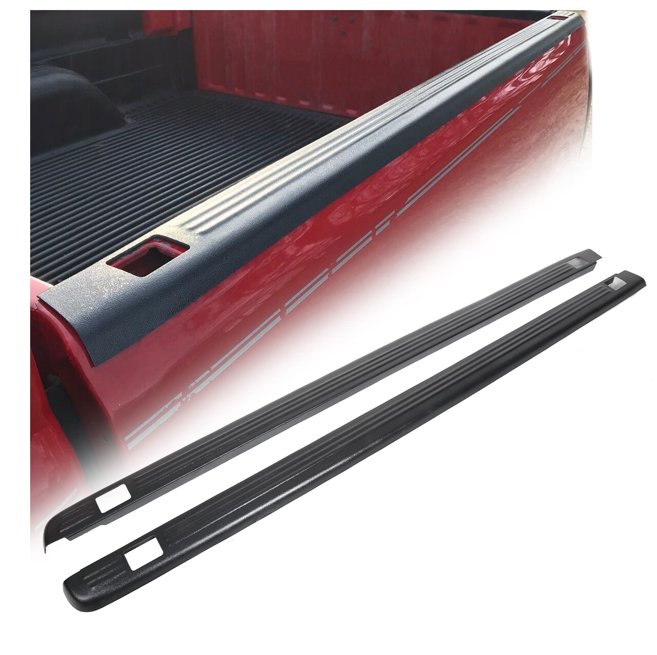 ECOTRIC Truck Bed Rail Caps W/Holes Compatible with 1999-2006 Chevrolet Silverado & GMC Sierra 1500 2500 3500 (Classic only) W/S