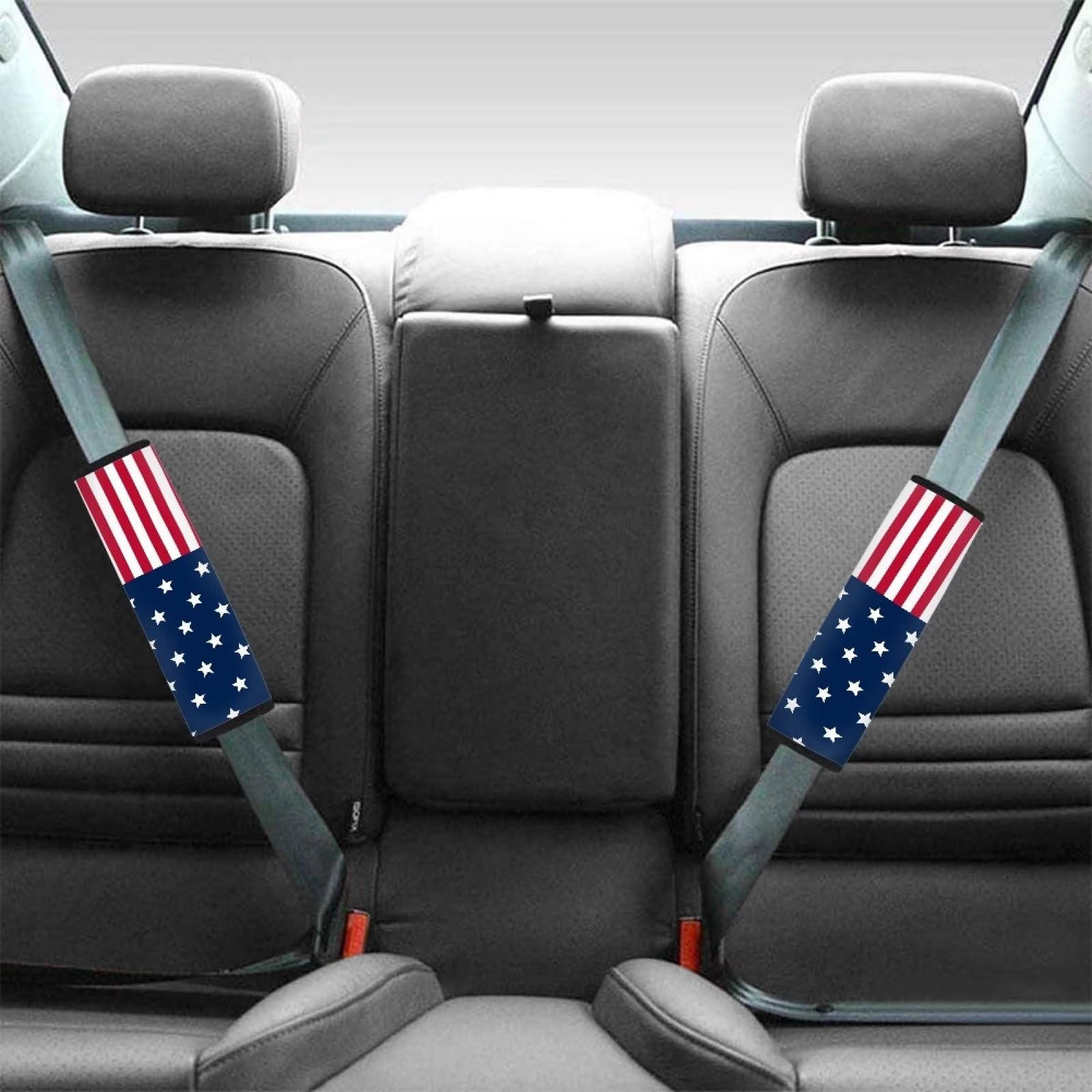 FUIALDOLG USA Flag Car Seat Belt Cover Pad,Super Soft Comfortable Shoulder Seatbelt Pads Cushions,Pack of 2