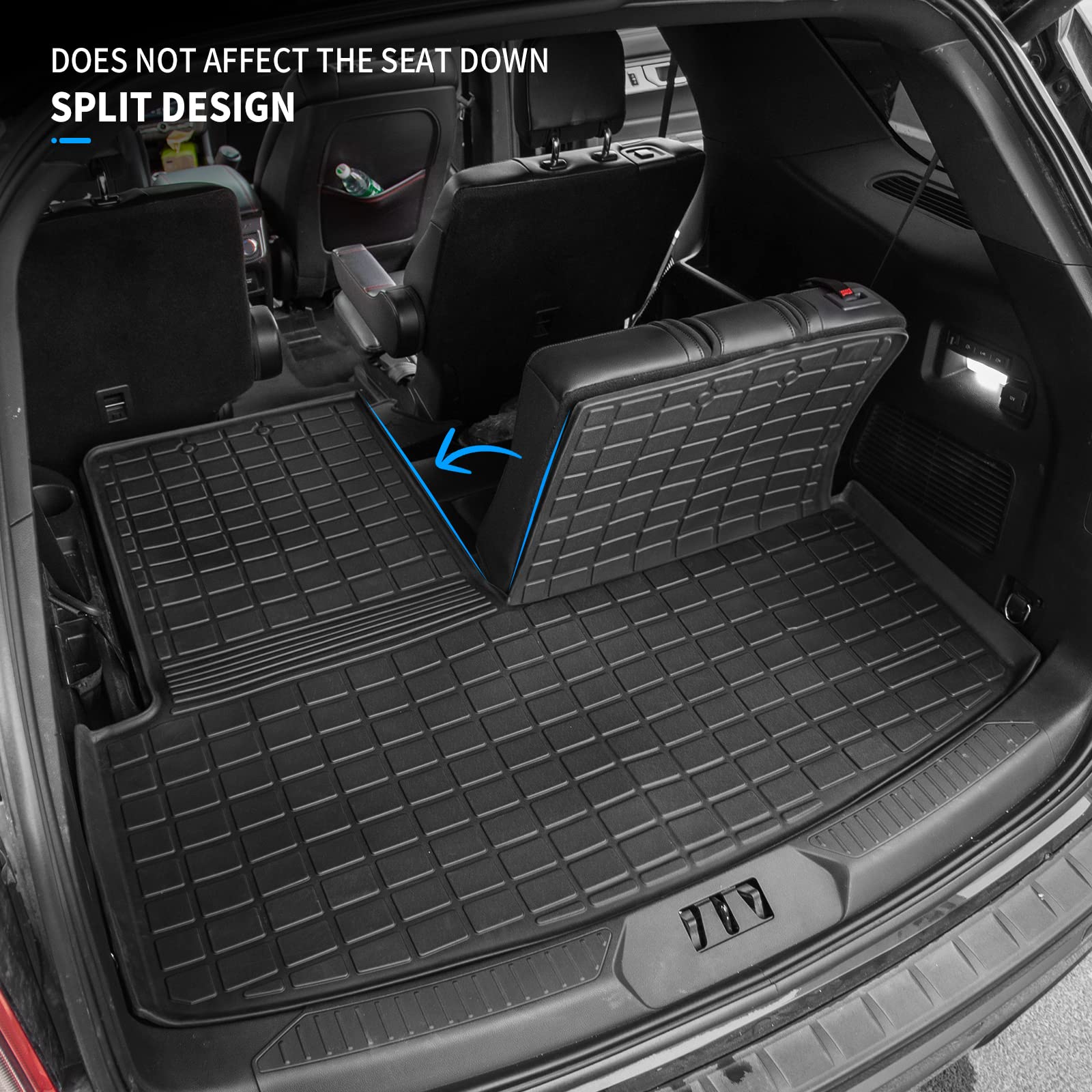 Dattumar TPE Cargo Mat for 2020-2025 Ford Explorer, Upgrade Trunk Mat with Backrest, 6&7 Passenger, All Weather Protection