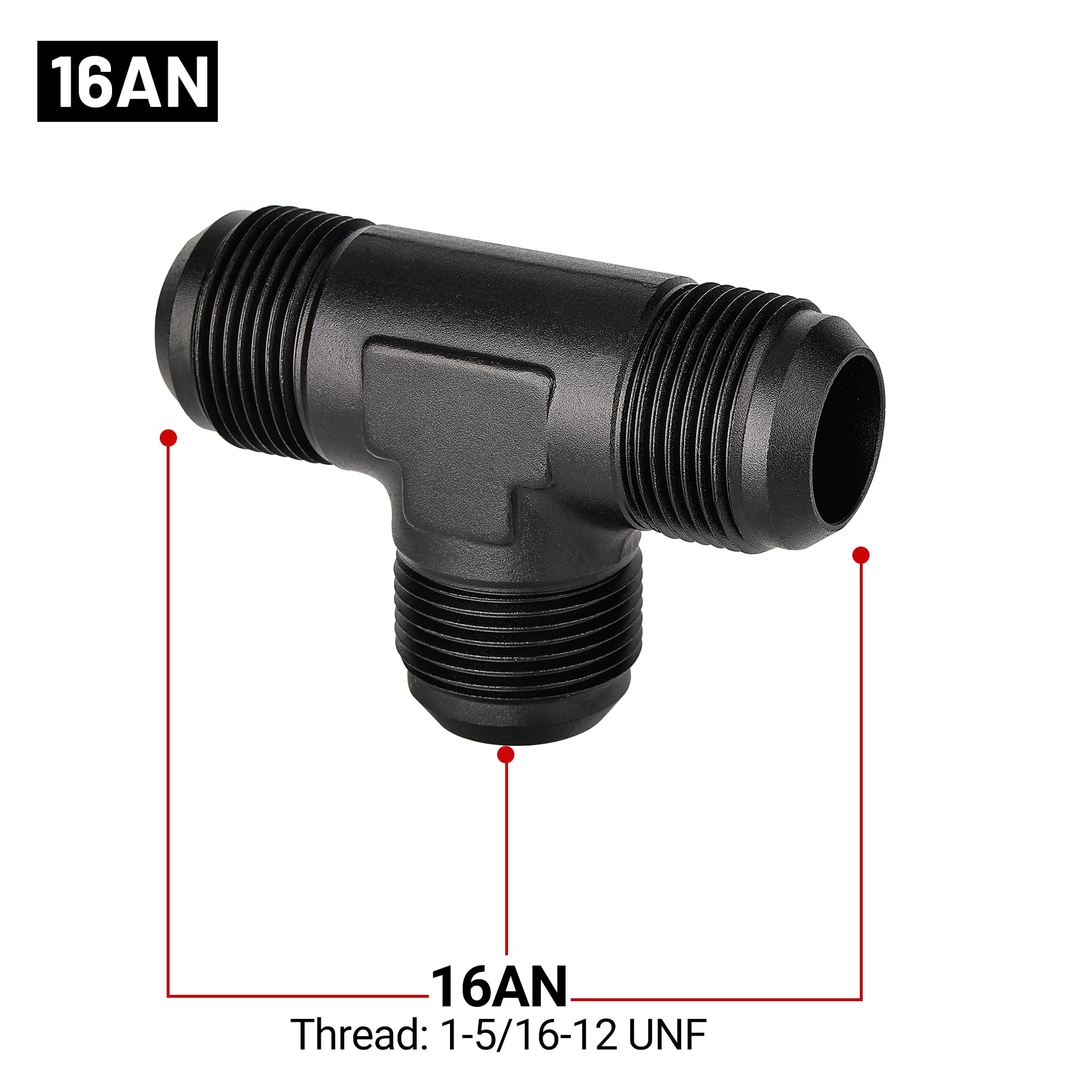 Evil Energy 16An Male Flare Tee Fitting Adapter T Union Aluminum Black