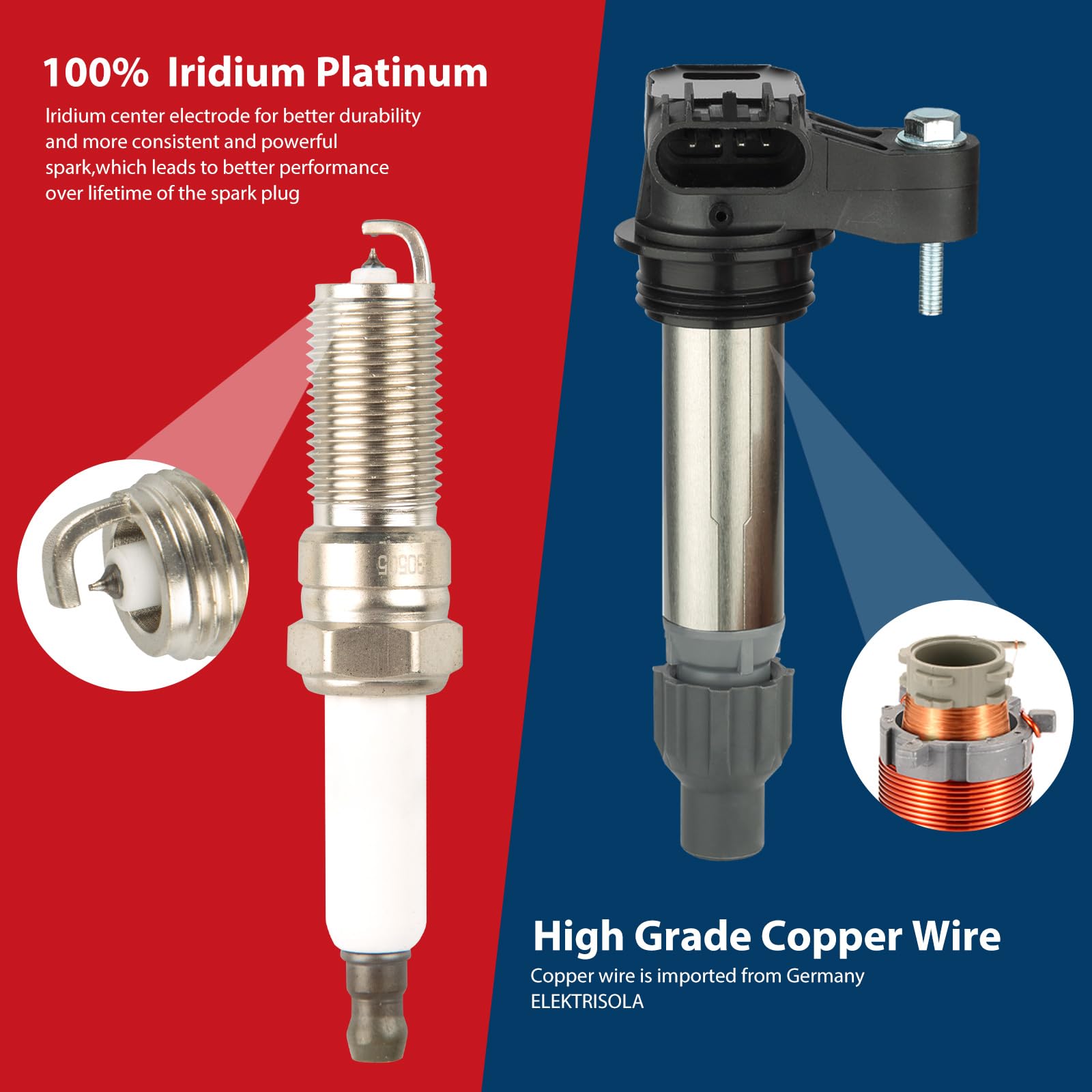 Ignition Coil Pack UF569 and Iridium Spark Plugs 41109 Replacement for Chevrolet Buick Cadillac GMC Saturn 3.6L and CTS 2.4L 3.0