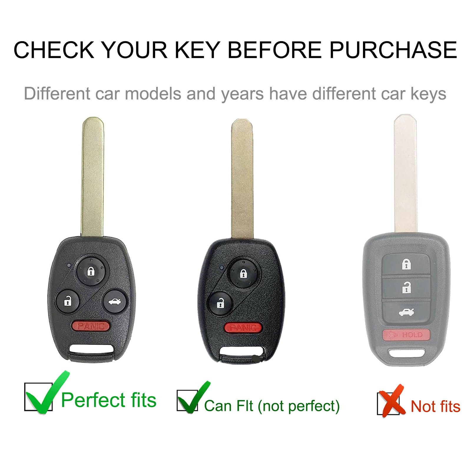 Cacarlike For Honda Key Fob Cover With Honda Keychain, Car Key Fob Case Compatible With Accord Civic Ex Pilot Cr-V Smart Key Pro