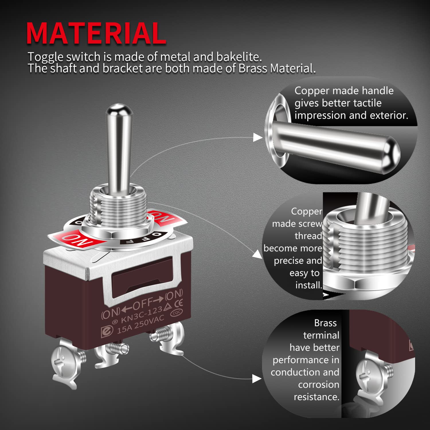 Daiertek Waterproof Momentary Toggle Switch 12V Dc 20A Heavy Duty Marine Spdt Switch Rocker 3 Way (On)-Off-(On) 250V Ac 15A With