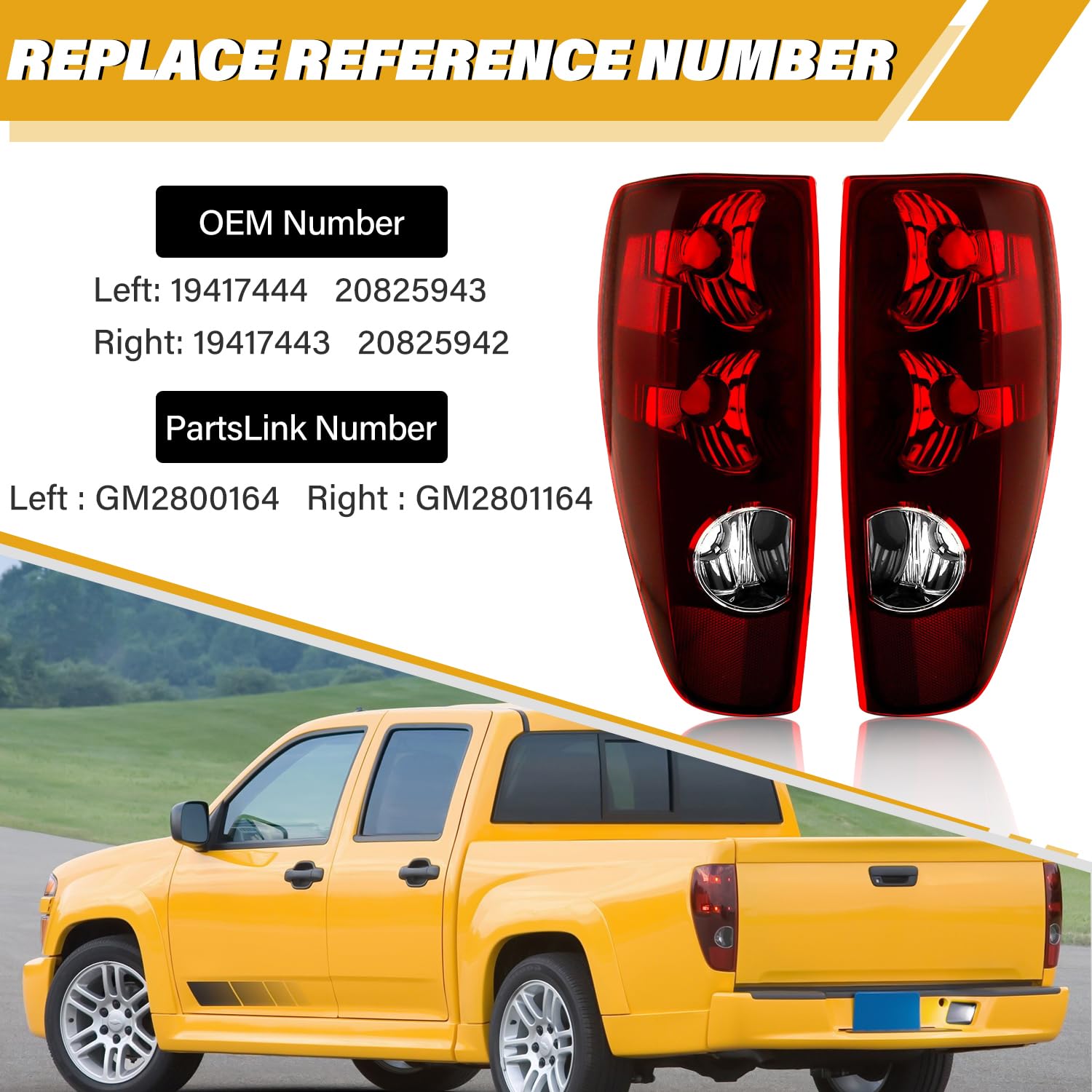 Cleryye Tail Light Assembly In Pair Compatible With Chevrolet Colorado & Gmc Canyon 2004-2012, Oe-Style Halogen Brake Rear Lamp Replacement, W/Lens & Housing Only, Left And Right Side
