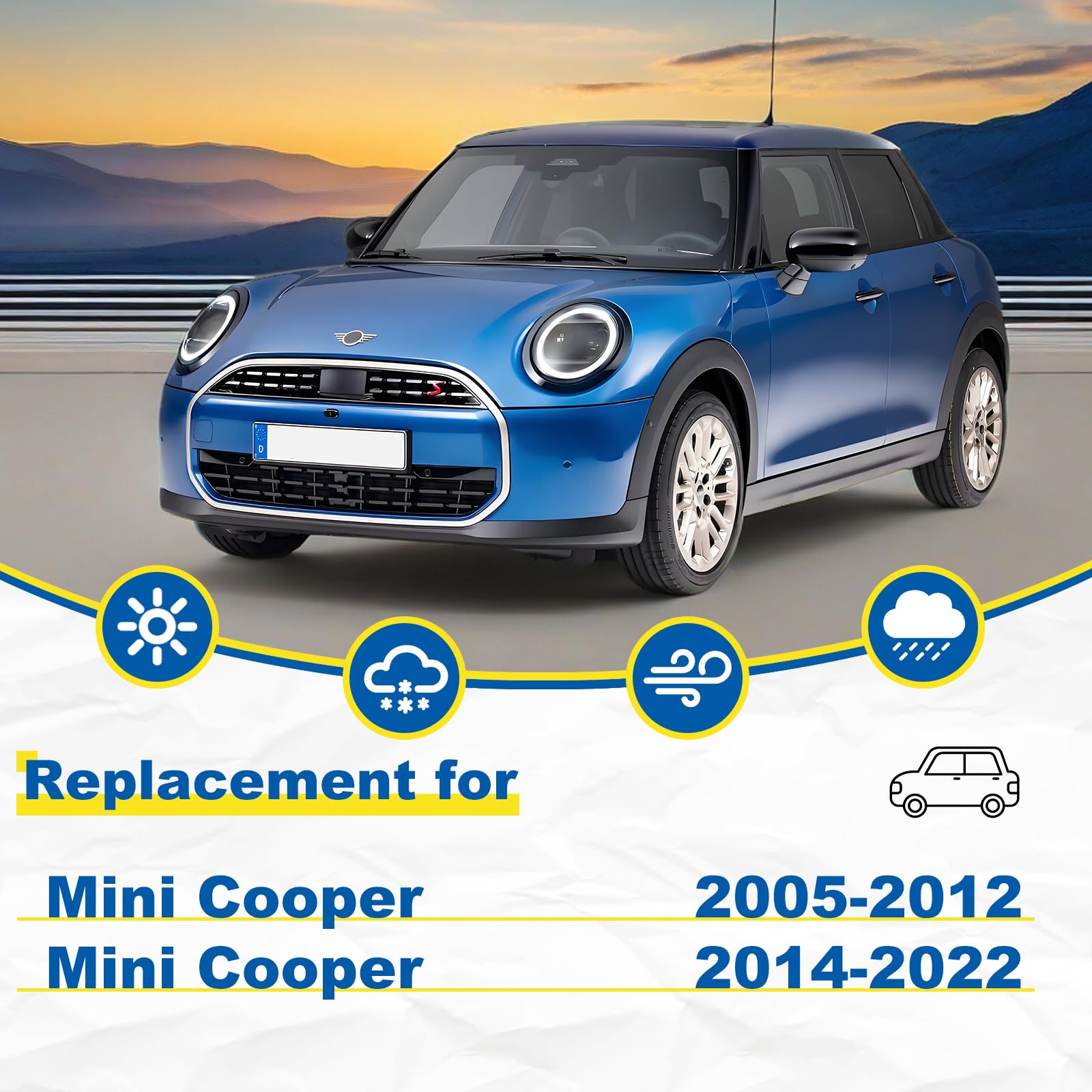 Hrsno 19''+18'' Windshield Wipers With 10'' Rear Wiper Blade Sets Automotive Replacement For Mini Cooper R56 2007-2012,R50 R53 2