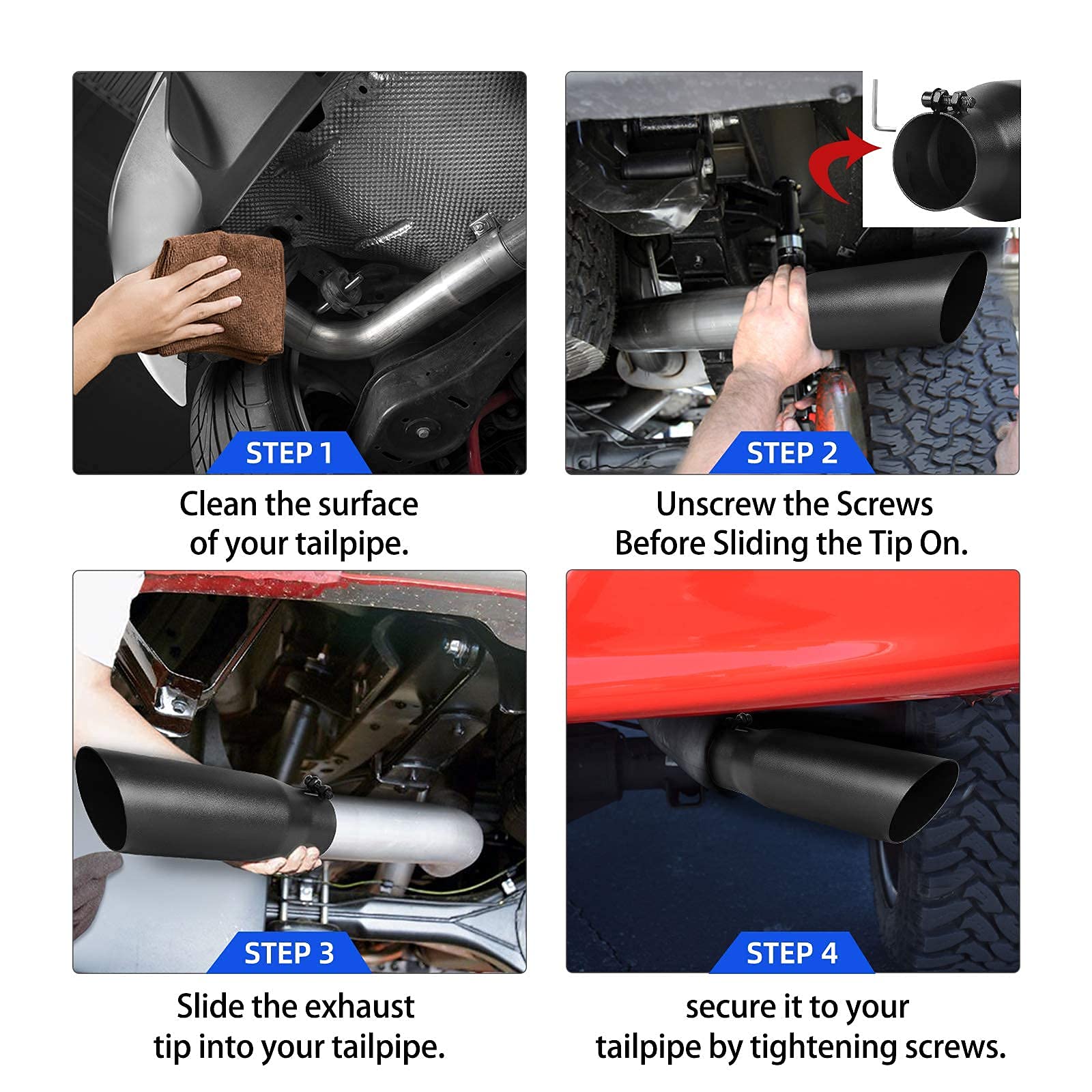 AUTOSAVER88 2.75 Inch Exhaust Tip, 2.75'' Inlet 3.5'' Outlet 12'' Overall Length Stainless Steel Diesel Exhaust Tail Tip for 2 3