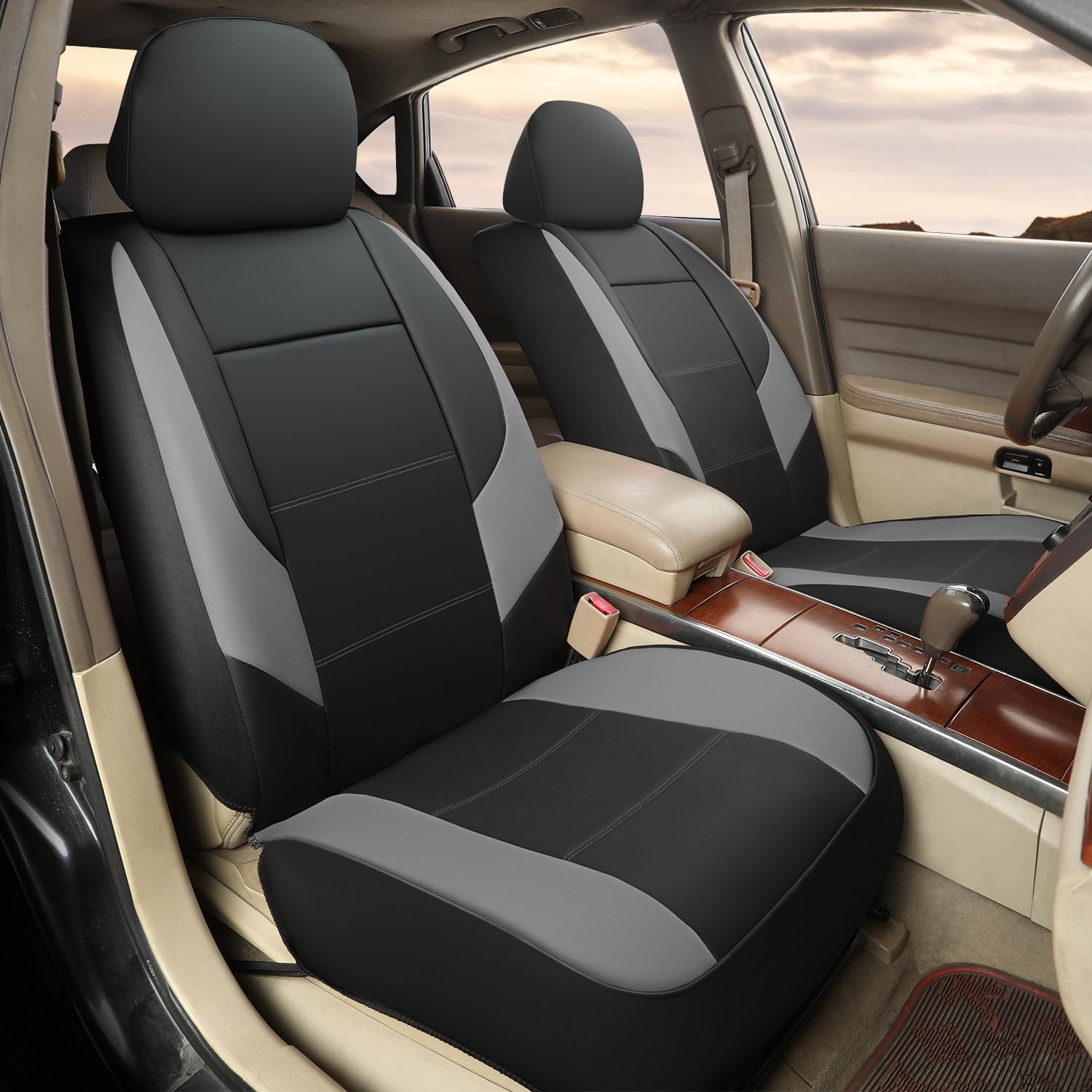 Giant Panda Front Seat Cover For Nissan, Leather Seat Protectors Custom Fit Nissan Rogue Altima Sentra Versa Kicks Frontier Mura