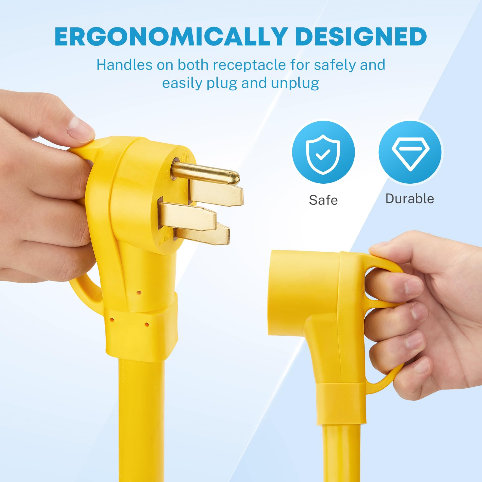 Kohree 50Amp Rv/Ev Extension Cord 30Ft, Nema 14-50P To 14-50R Rv Power Cord 50A, Heavy Duty 6/3+8/1 Gauge Stw Wire W/Cord Organi