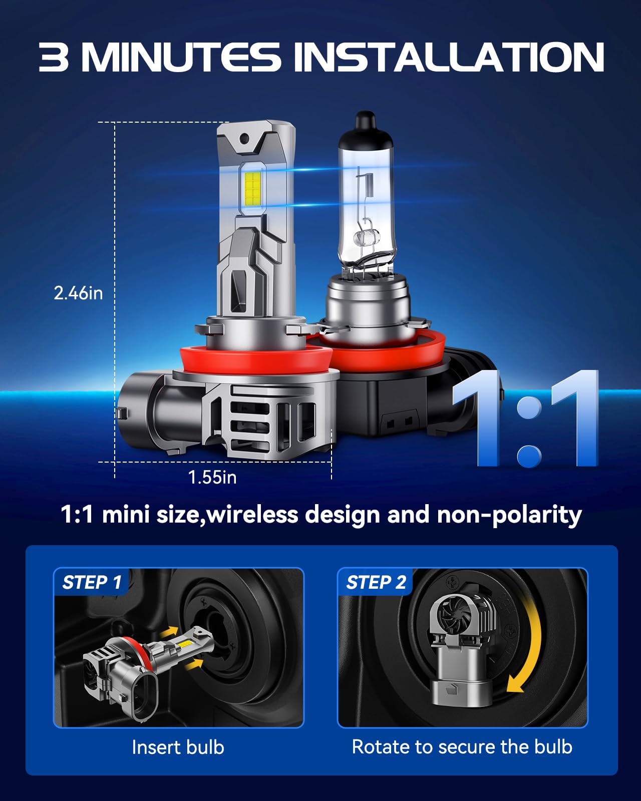 Laxmas ???????? ?????? ?????????????? Bulbs, 6500K Cool White ???????? ?????? Fog Lights With 15000Rpm Cooling Fan, Wireless, Ip