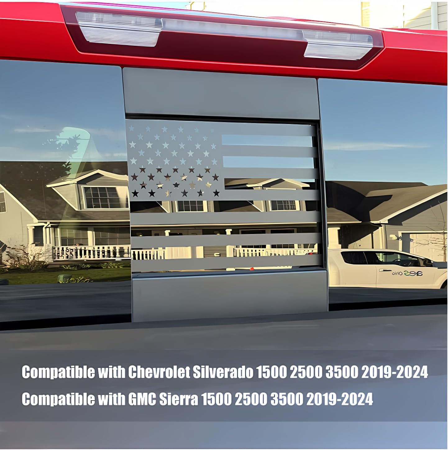 Alicatong Fits Chevy Silverado And Gmc Sierra 2019-2022 2023 2024 Rear Middle Back Sliding Window American Us Flag Vinyl Decal,