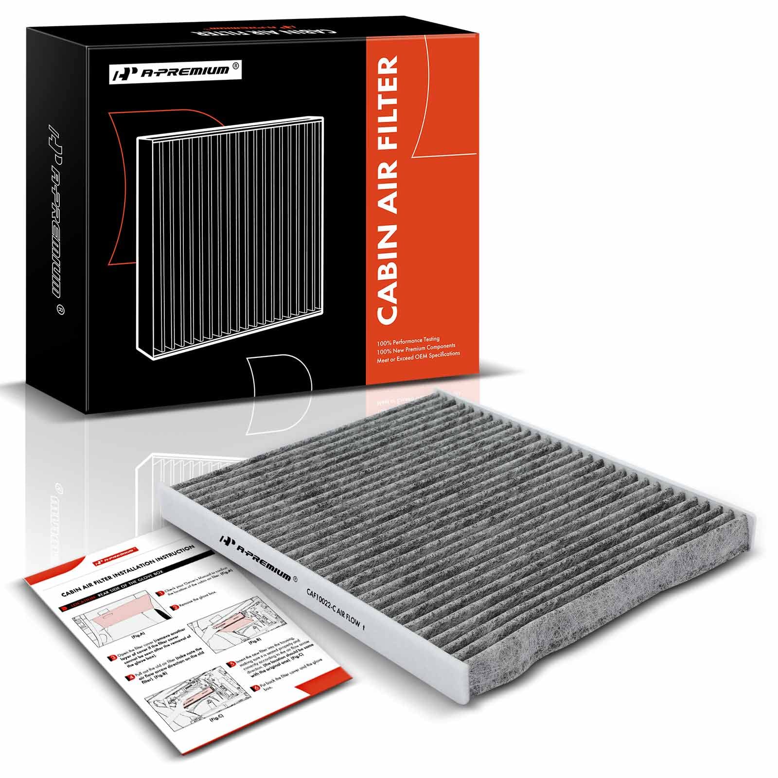 A-Premium Cabin Air Filter with Activated Carbon Compatible with Jeep Gladiator 2020-2022, Wrangler 2018-2023 - 2.0L 3.6L 6.4L -