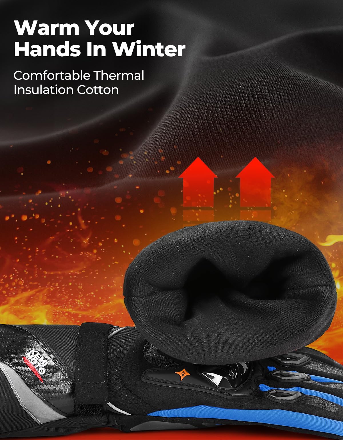 Kemimoto Winter Motorcycle Gloves, Rainproof Riding Gloves With Touchscreen, Motorcycle Winter Gloves For Men, Warm Motorcycle G