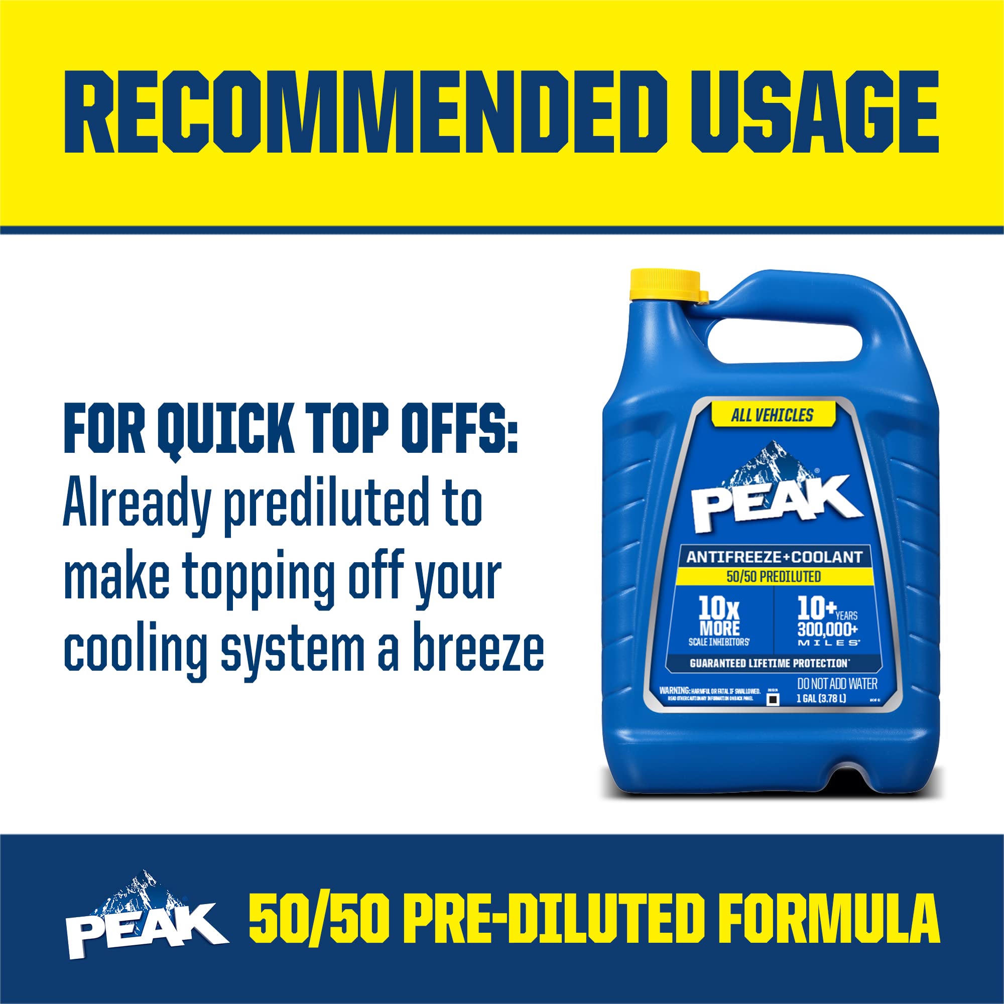 Peak 50/50 Prediluted Antifreeze And Coolant For All Engine Cooling Systems