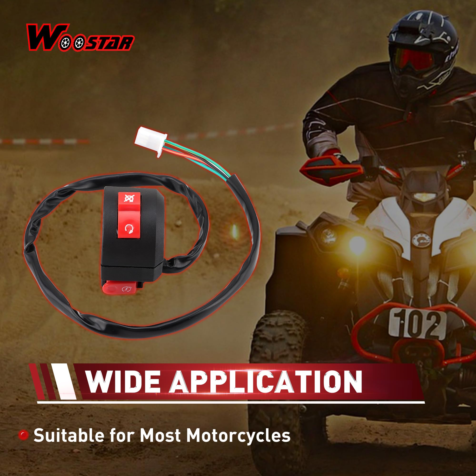 Woostar 7/8' 22Mm Handlebar Left Start Switch Assembly Replacement For Taotao Speedy 50 Pony 50 Vip 50 Jet 50 Powermax 150 4 Wheeler 50Cc 150Cc Qmb139 Gy6 Scooter Atv Quad