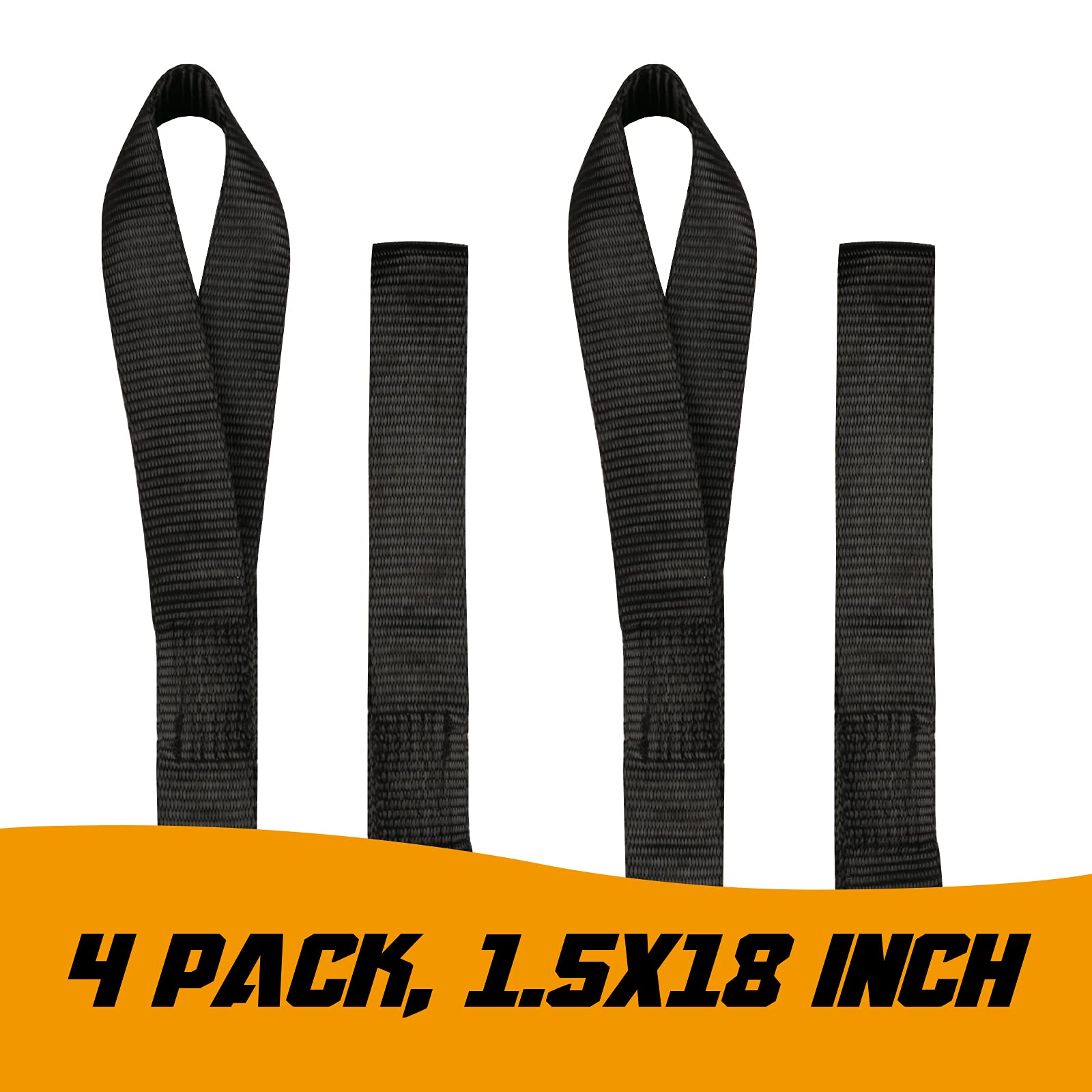 Soft Loop Tie Down Straps - 1.5 X 18 Inches, 8800Lbs Breaking Strength, Soft Loops For Securing Atv, Utv, Motorcycles, Scooters,