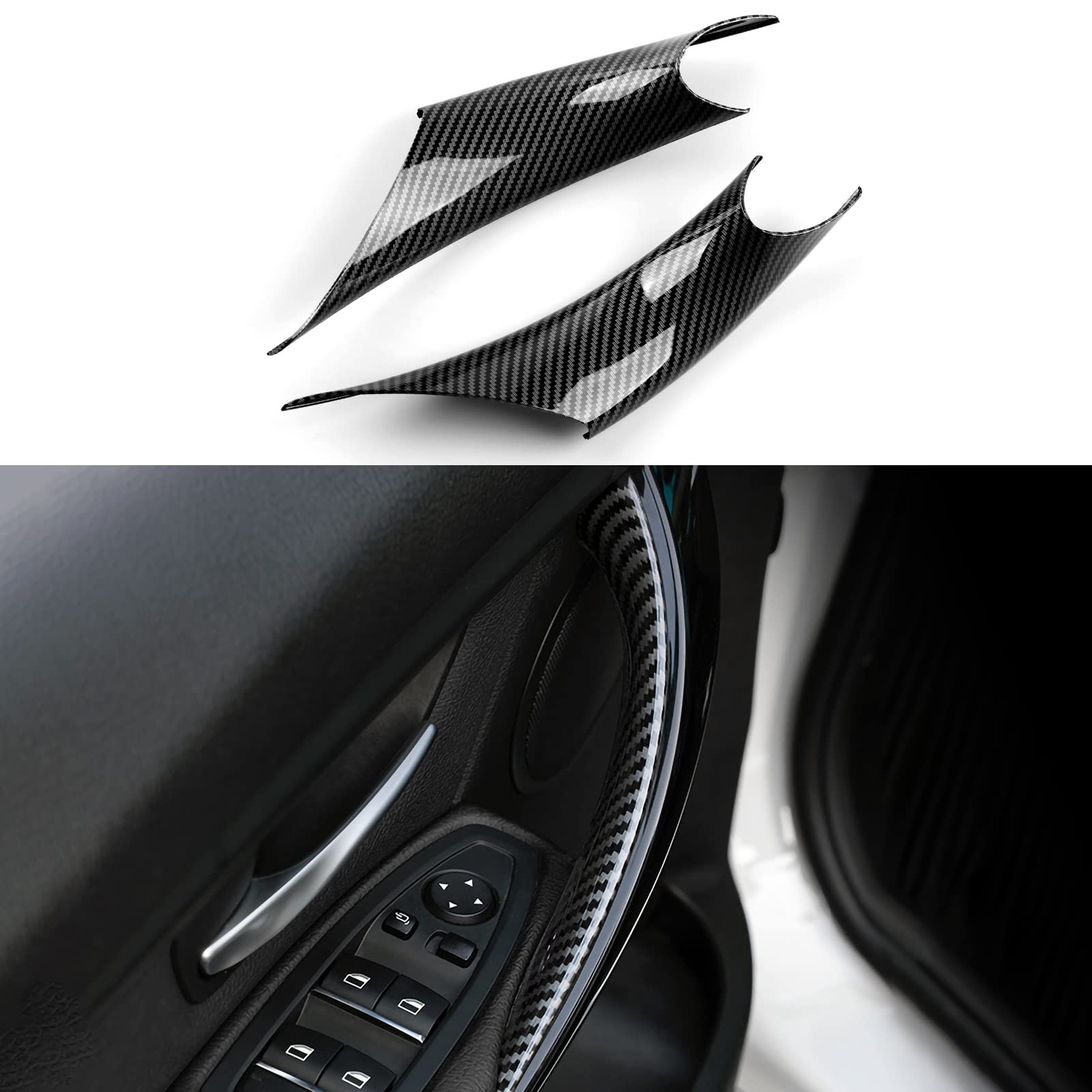Hengyueshang Car Door Pull Handles Cover Carbon Style Abs Trim Decoration Fits For Bmw 3 4 Series F30 F31 F34 3Gt F32 F33 F36 Interior Accessories