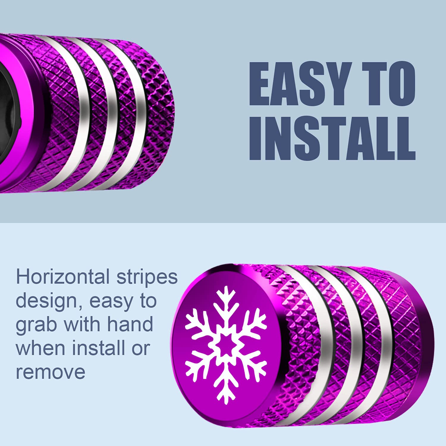 Tire Valve Stem Cap Cover - (5 Pack) Tire Air Caps Metal With Plastic Liner Corrosion Resistant Leak-Proof Snow Snowflake For Ca