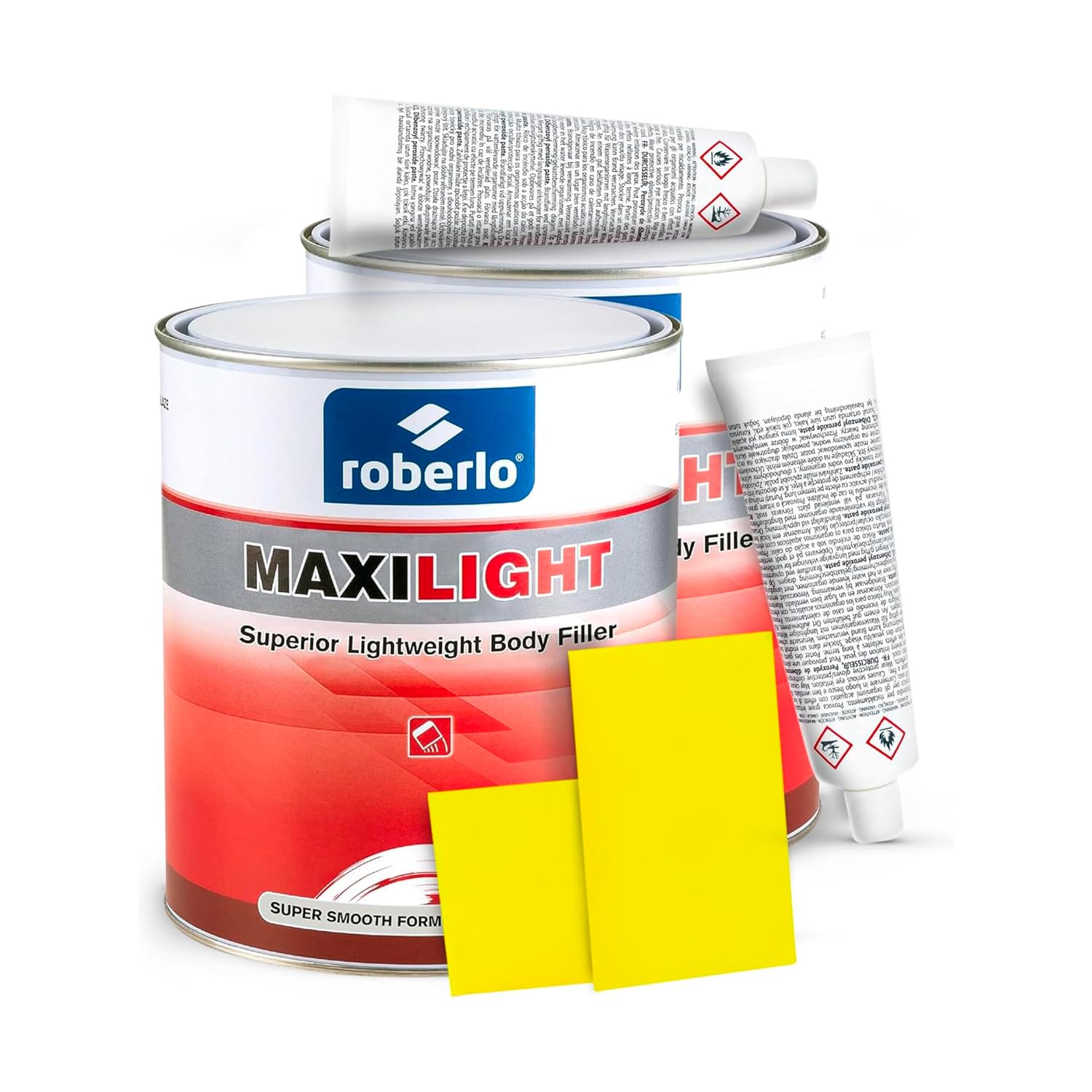 Roberlo Maxilight Superior Lightweight Body Filler - Repair for All Lengths Dents & Scratches, Perfect on Aluminum, Steel, Zinc,