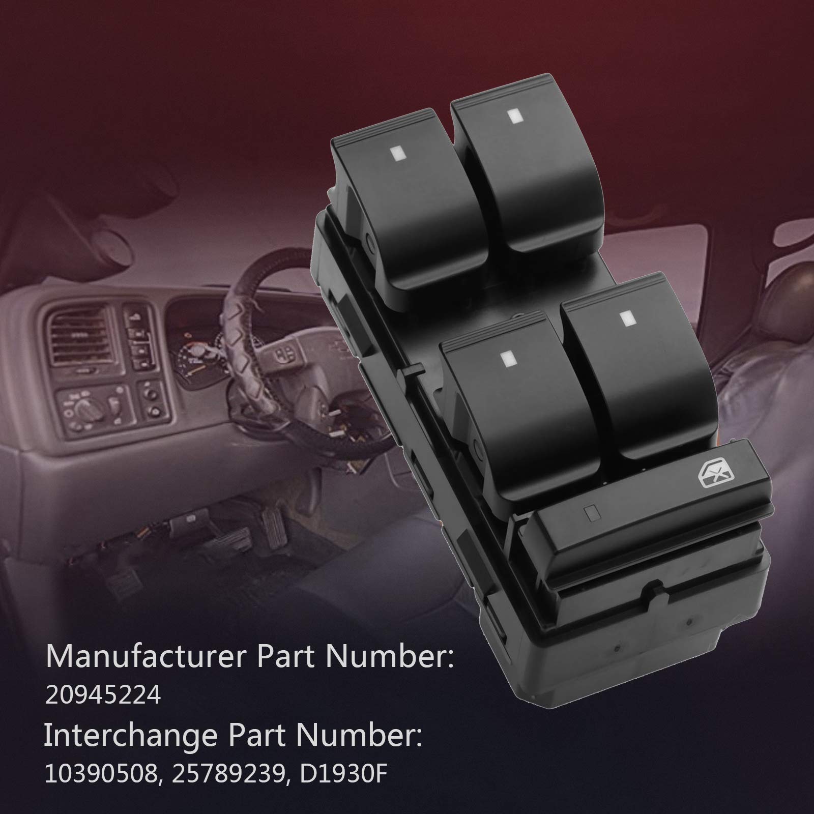 Master Power Window Switch Replacement For Gmc Acadia 2007-2016 20945224 Driver Side Control Switch Button Replace # 901990 D196