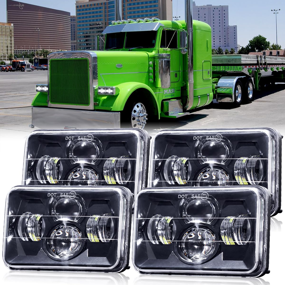 Baolicy 4X6 H6545 Led Headlights Dot Approved 4Pcs White Hi/Low Sealed Beam Rectangle H4668 H4656 H6545 Headlights For Chevrolet
